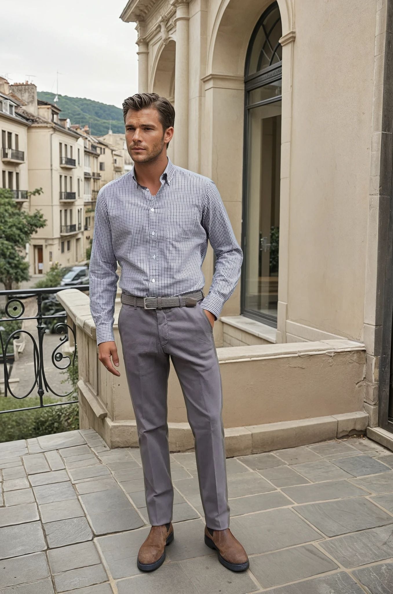 Pantalon Seanfit en coton stretch Di Sondrio - Taupe-PANTALON HOMME-Curling-Paris