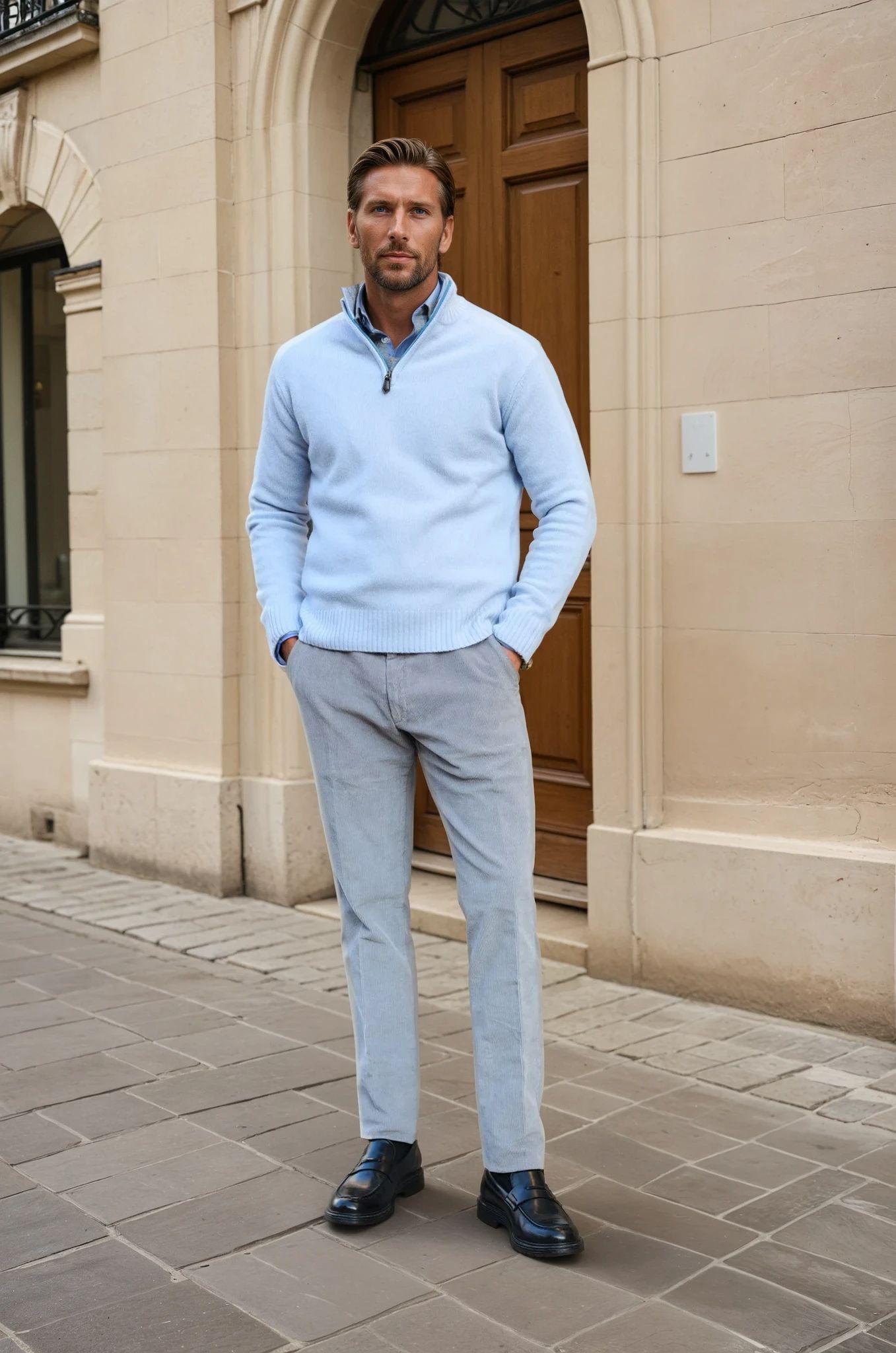 Pantalon Seanfit en velours côtelé - Gris Clair