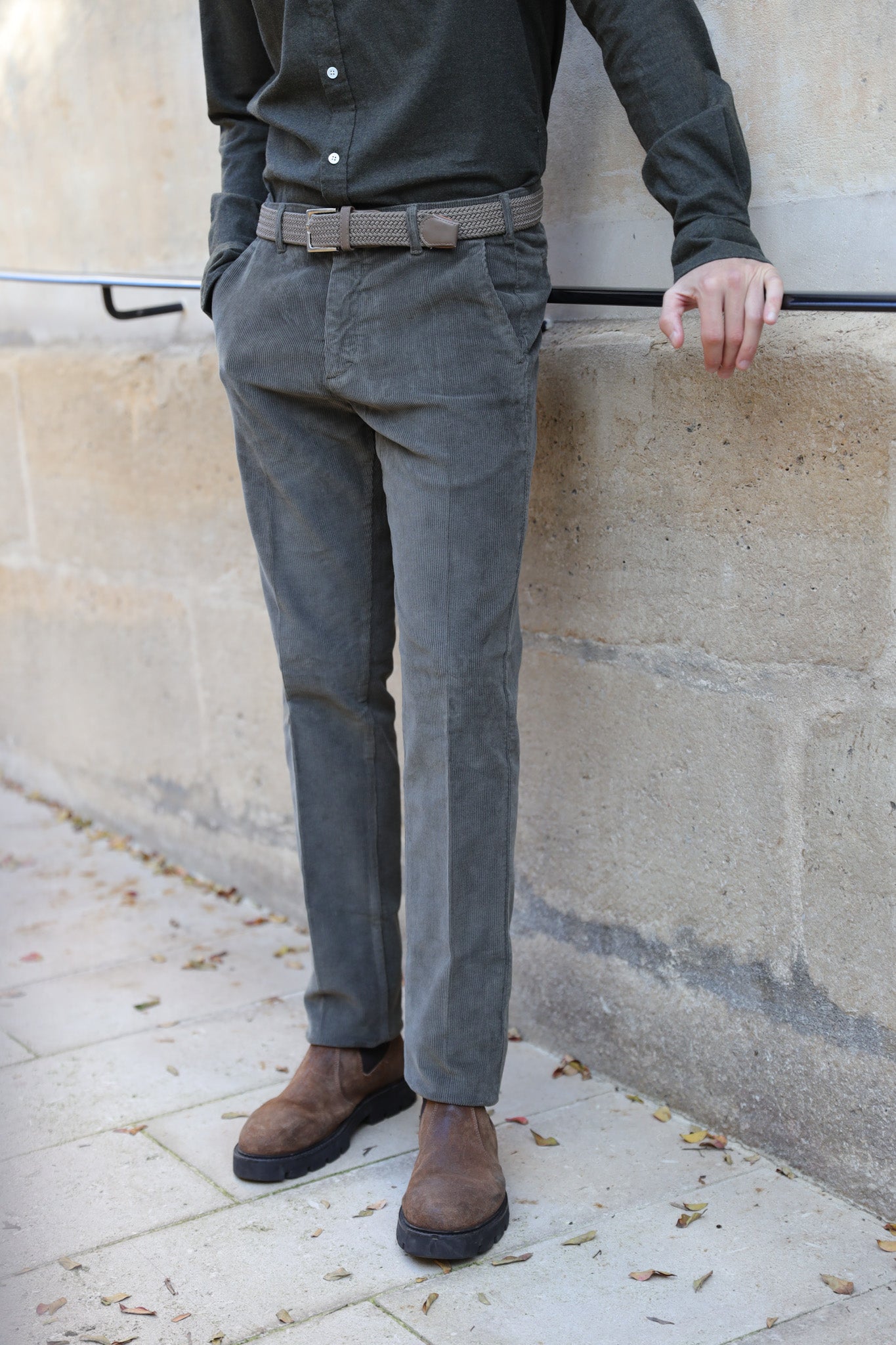 Pantalon Seanfit en velours côtelé - Kaki