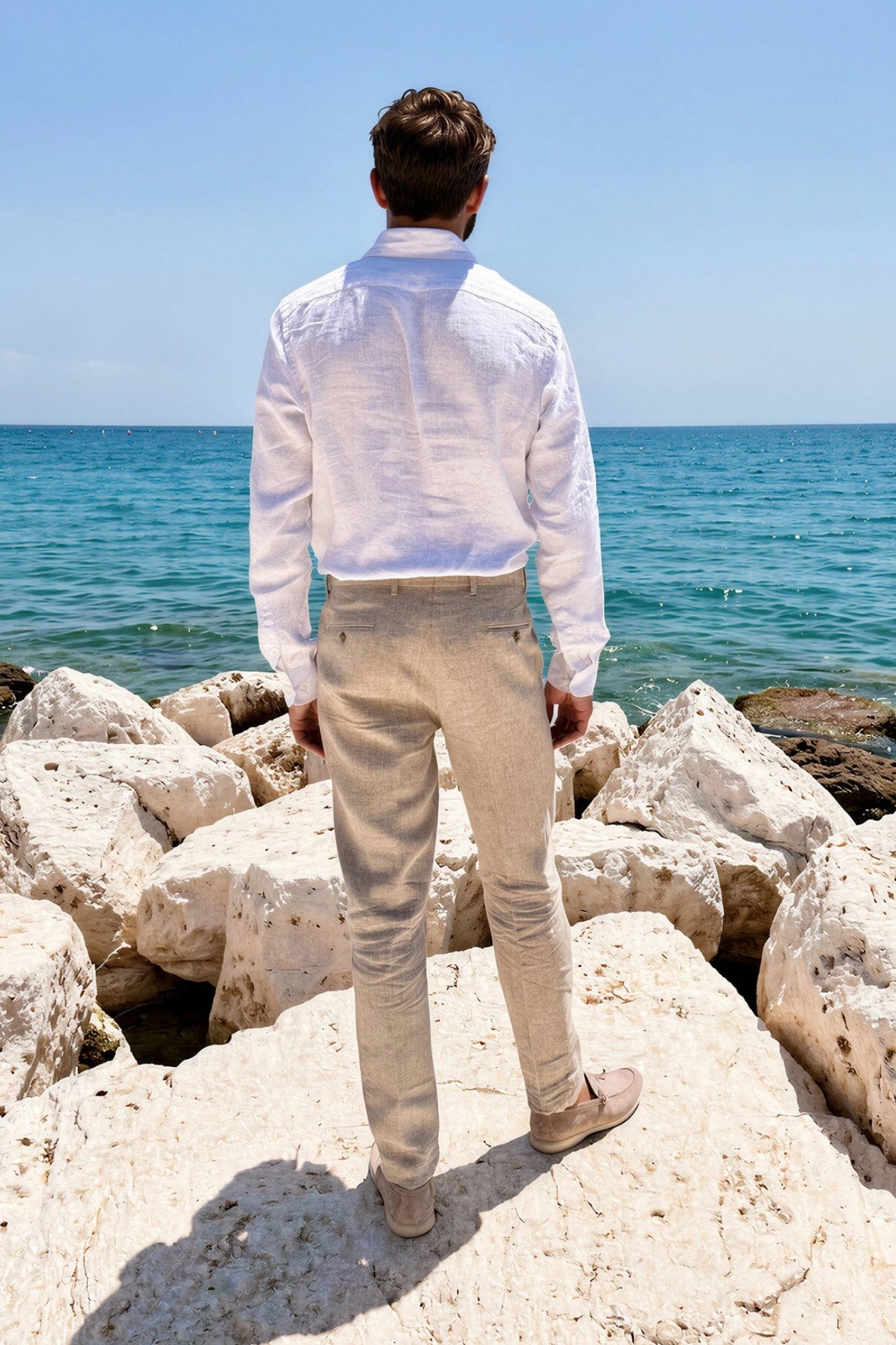 Pantalon Segal 100% lin - Beige-PANTALON HOMME-Curling-Paris