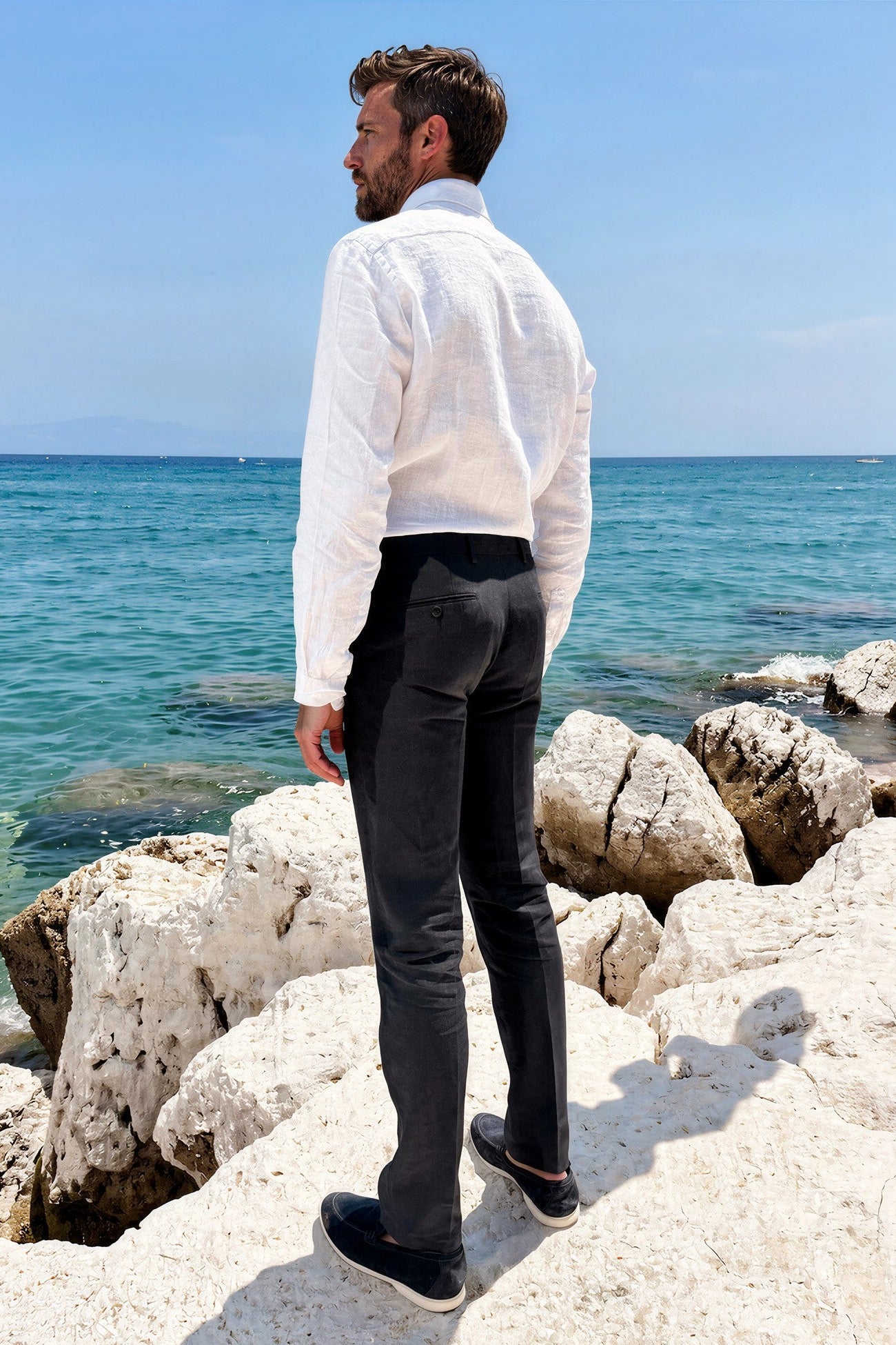 Pantalon Segal 100% lin - Marine-PANTALON HOMME-Curling-Paris