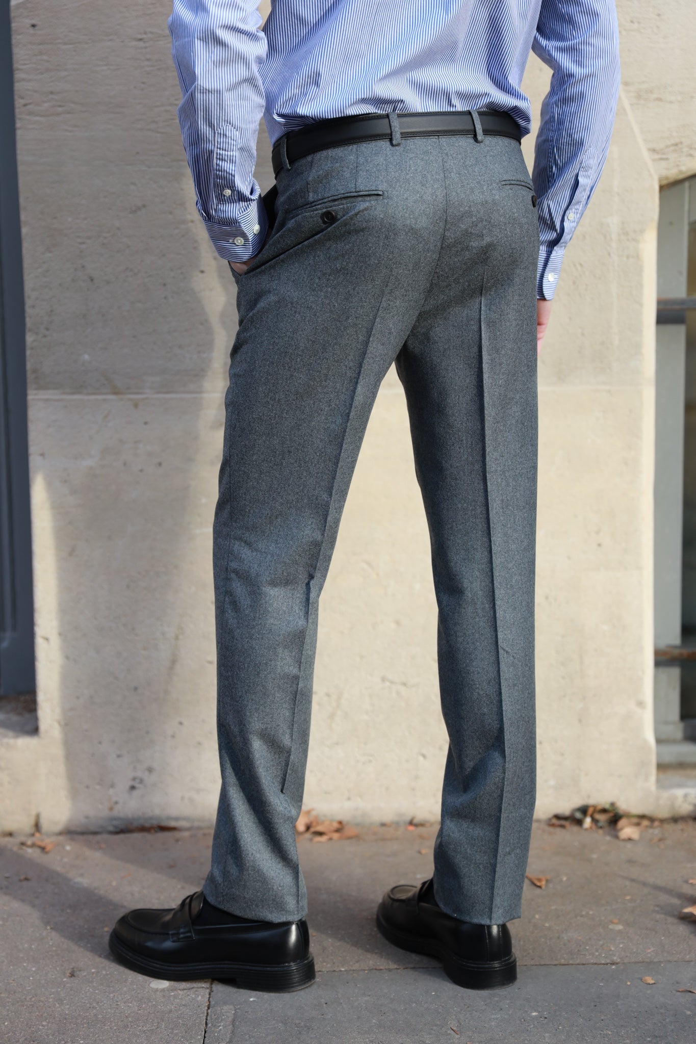 Pantalon Segal en flanelle Super 120'S - Gris-PANTALON HOMME-Curling-Paris