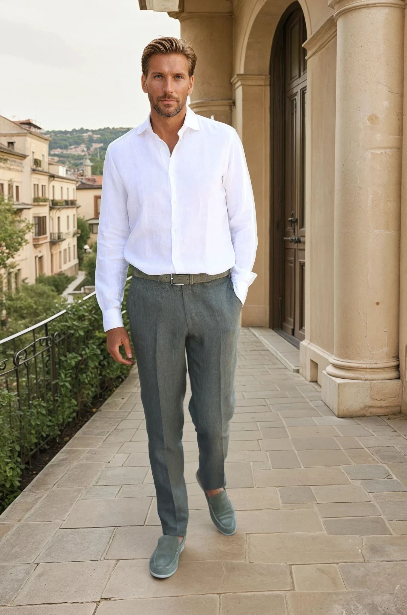 Pantalon Segal en lin - Kaki-PANTALON HOMME-Curling-Paris