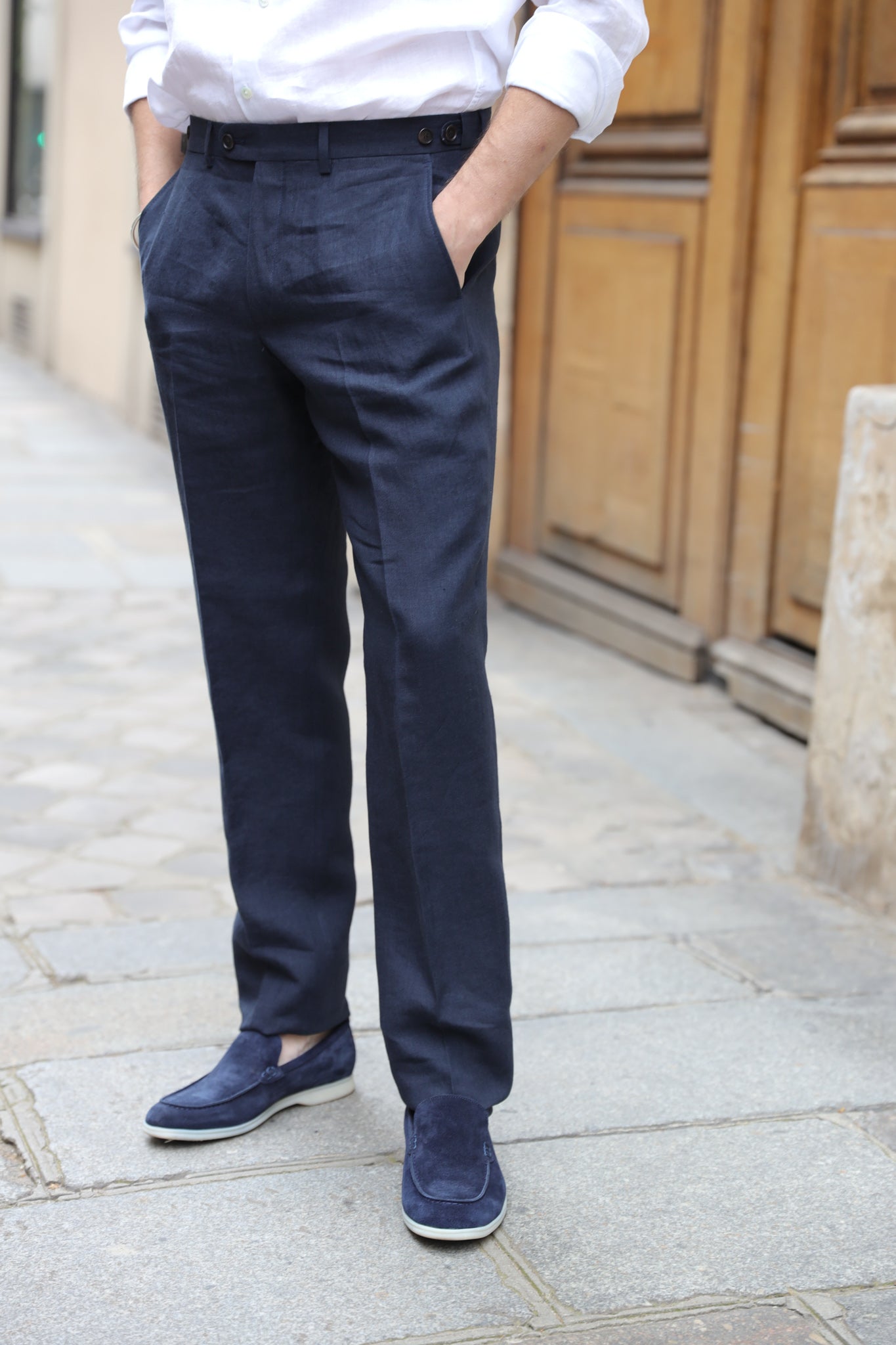 Pantalon Segal en lin - Marine-PANTALON HOMME-Curling-Paris