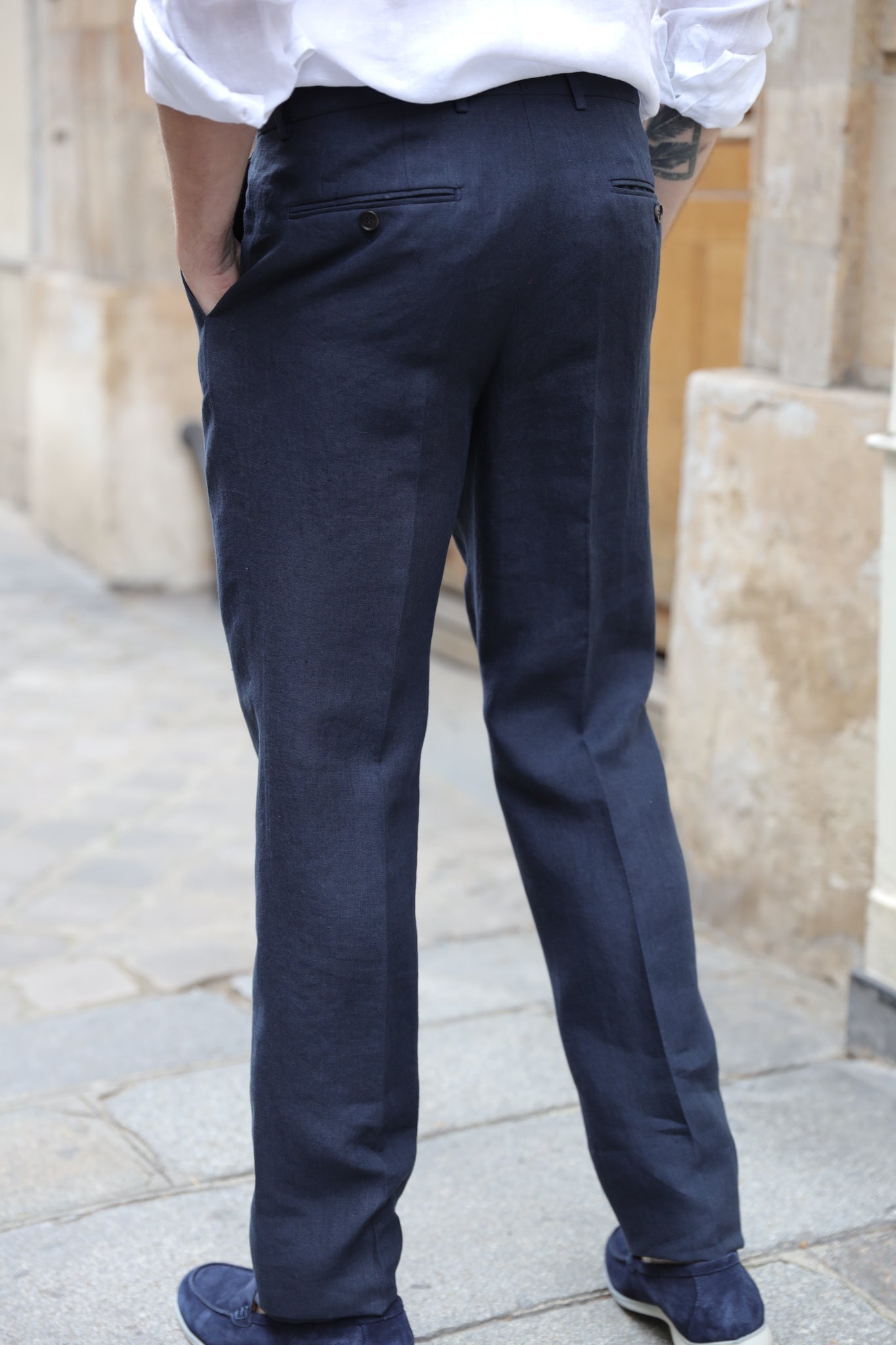 Pantalon Segal en lin - Marine-PANTALON HOMME-Curling-Paris