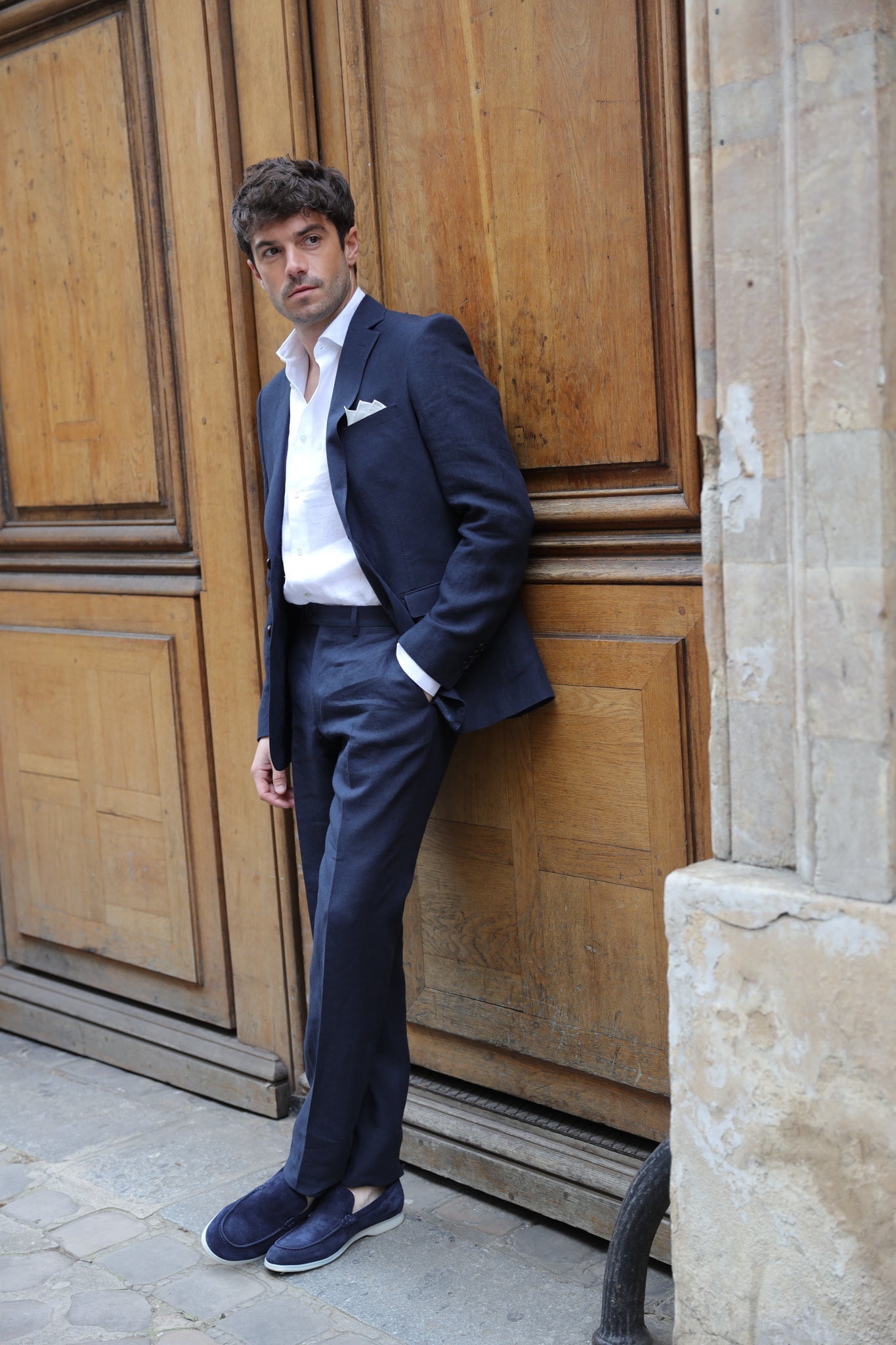 Pantalon Segal en lin - Marine-PANTALON HOMME-Curling-Paris