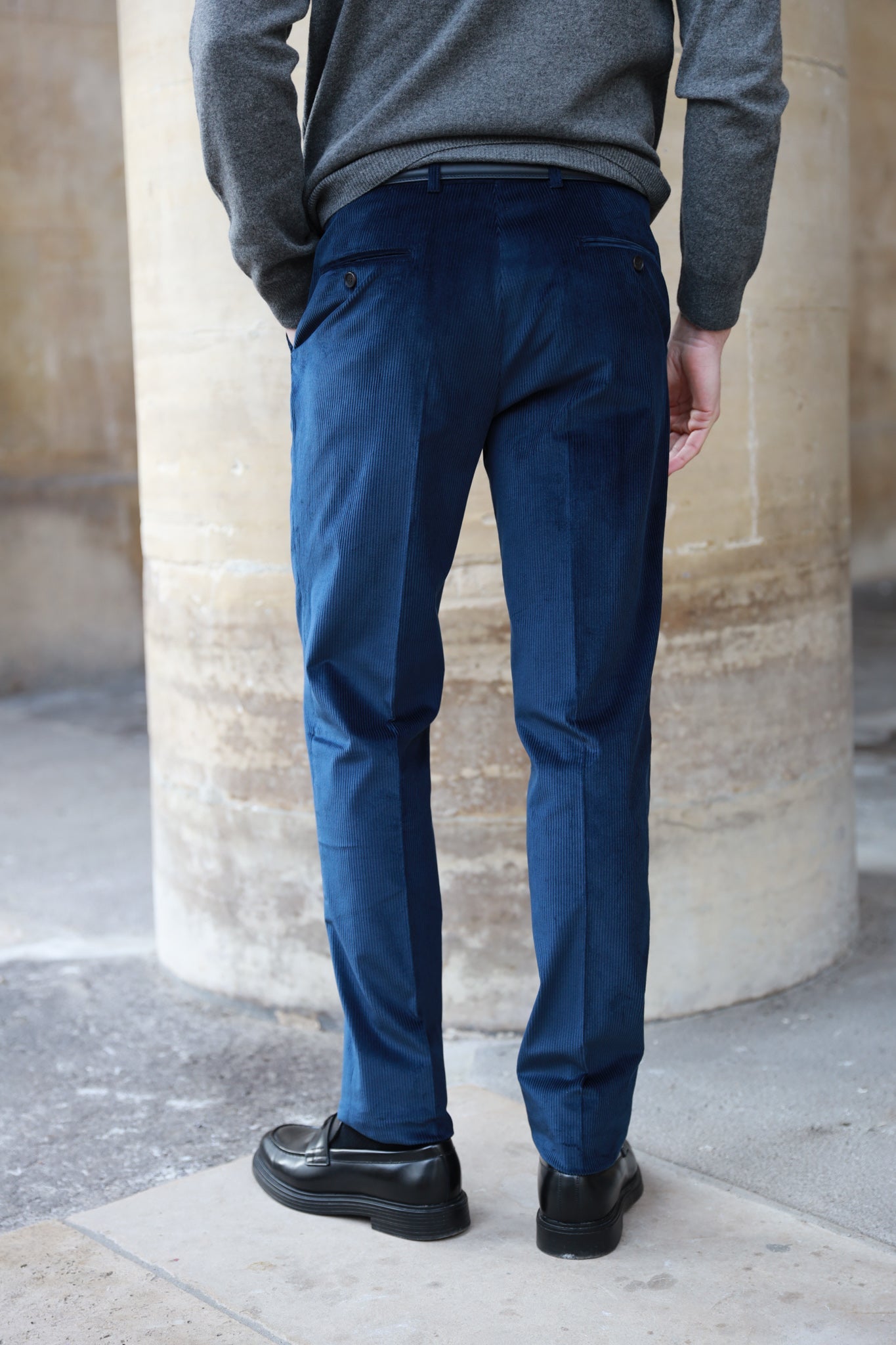 Pantalon Segal en velours côtelé - Marine-PANTALON HOMME-Curling-Paris