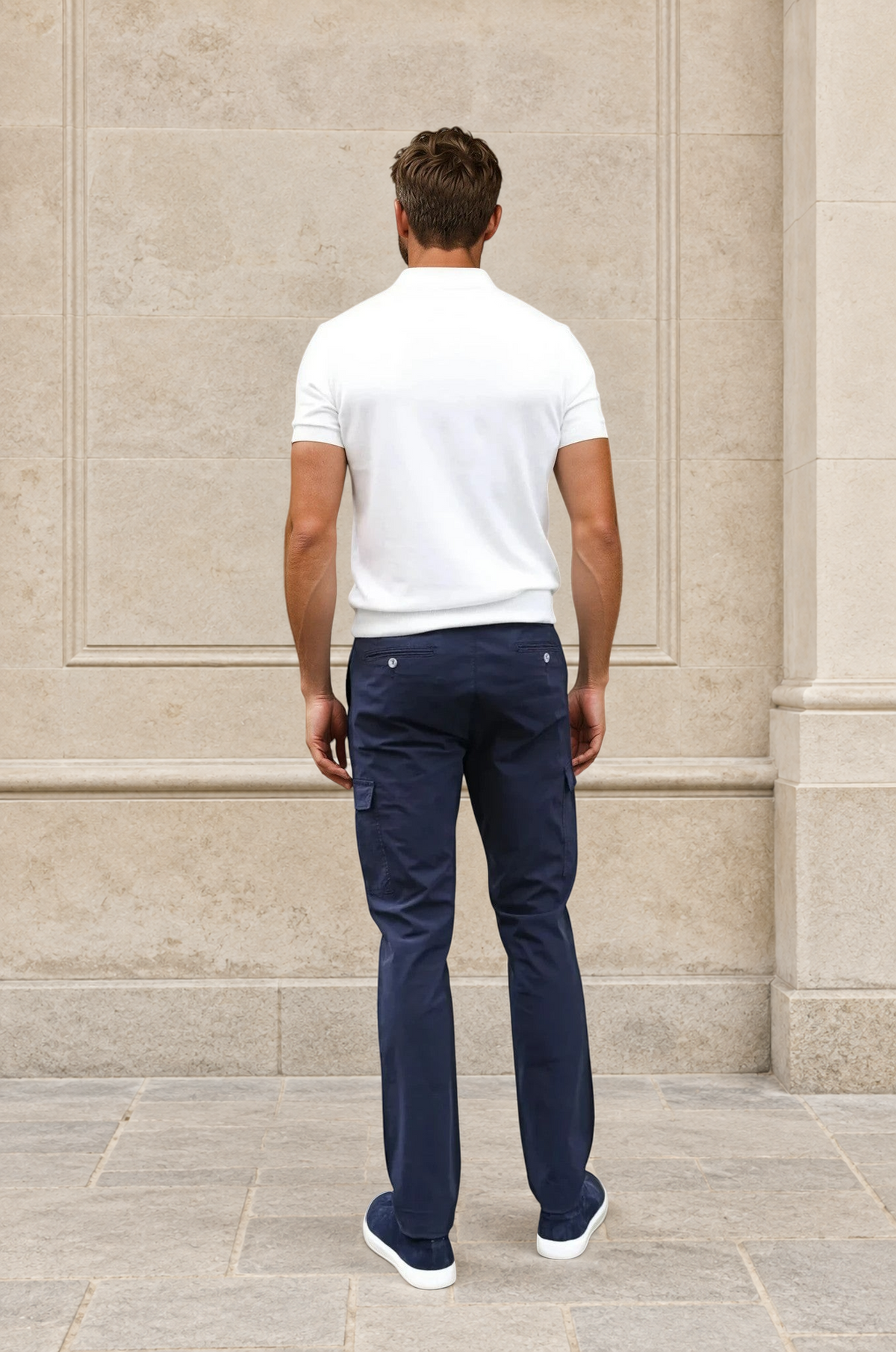 Pantalon d'été Cargo en coton - Marine-PANTALON HOMME-Curling-Paris