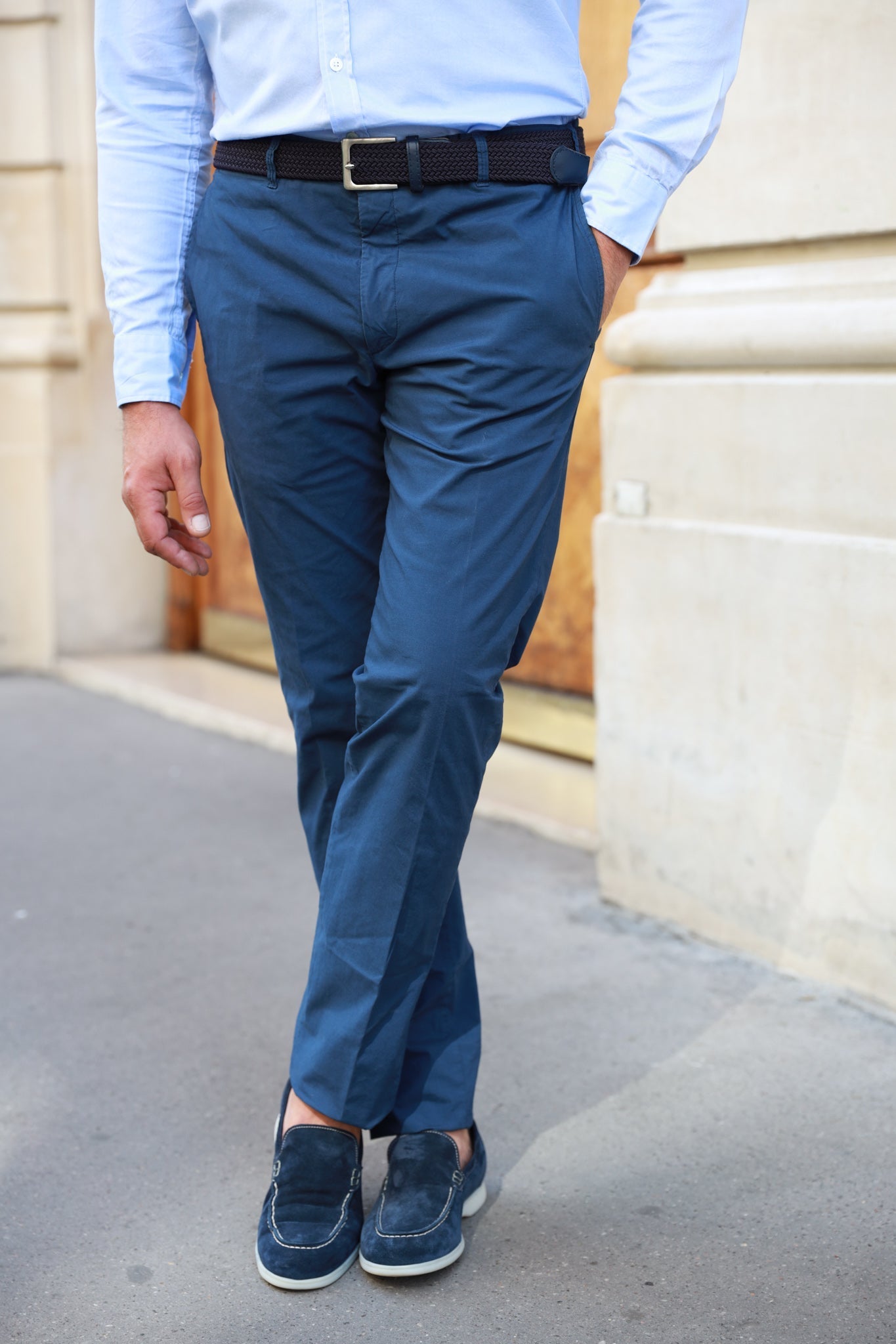 Pantalon d'été Sean en coton stretch - Indigo-PANTALON HOMME-Curling-Paris