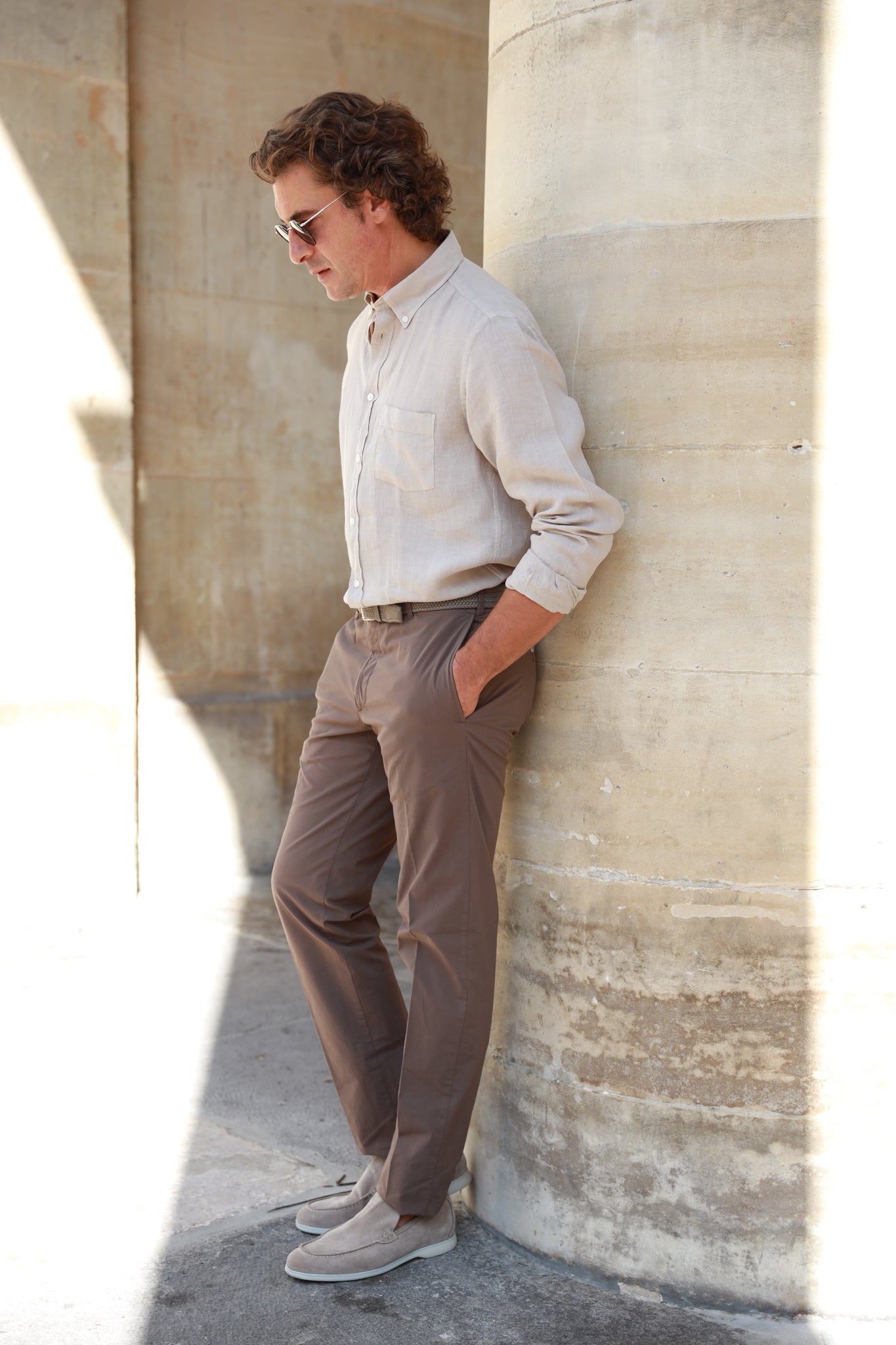 Pantalon d'été Sean en coton stretch - Taupe-PANTALON HOMME-Curling-Paris