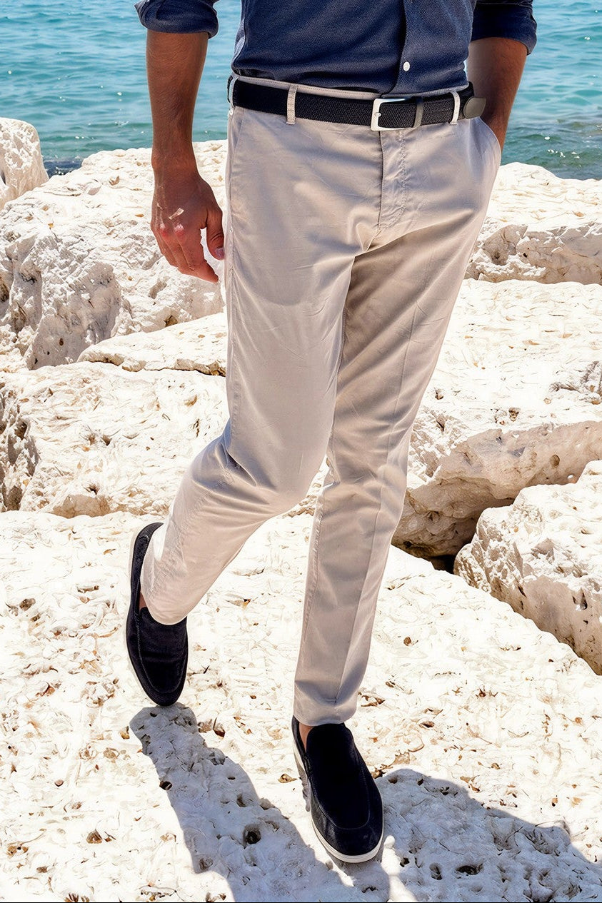 Pantalon d'été Seanfit en coton pima stretch - Gris acier-PANTALON HOMME-Curling-Paris
