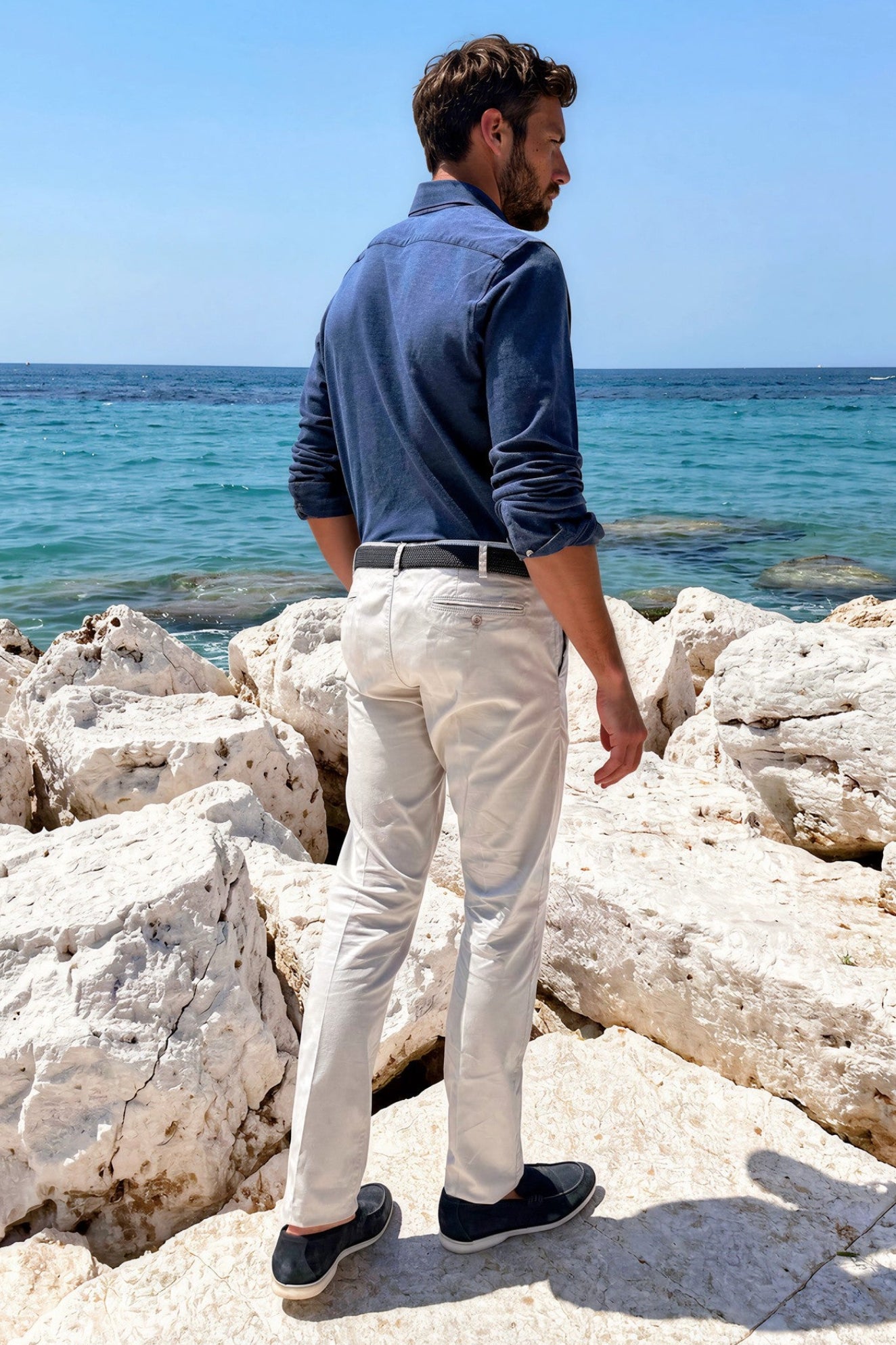 Pantalon d'été Seanfit en coton pima stretch - Gris acier-PANTALON HOMME-Curling-Paris