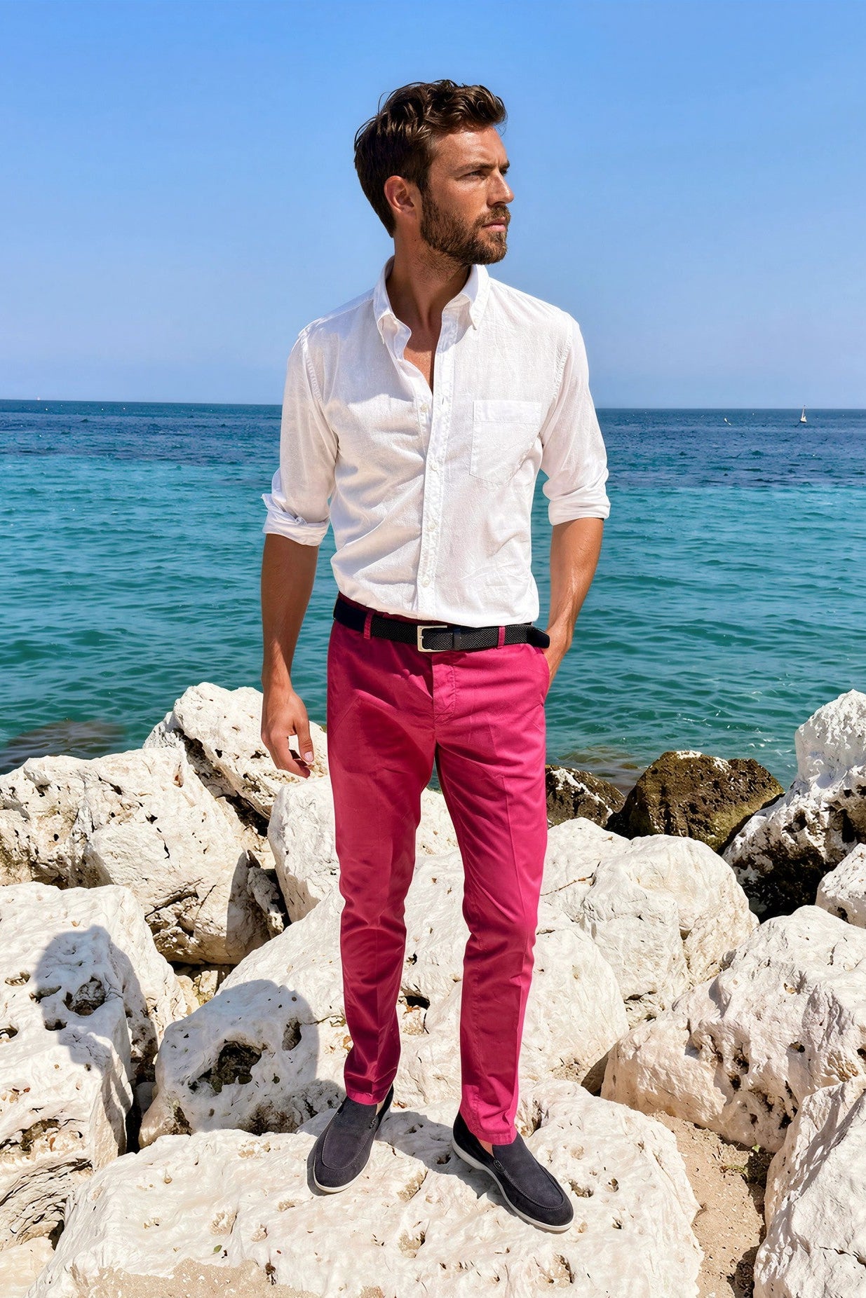 Pantalon d'été Seanfit en coton pima stretch - Groseille-PANTALON HOMME-Curling-Paris