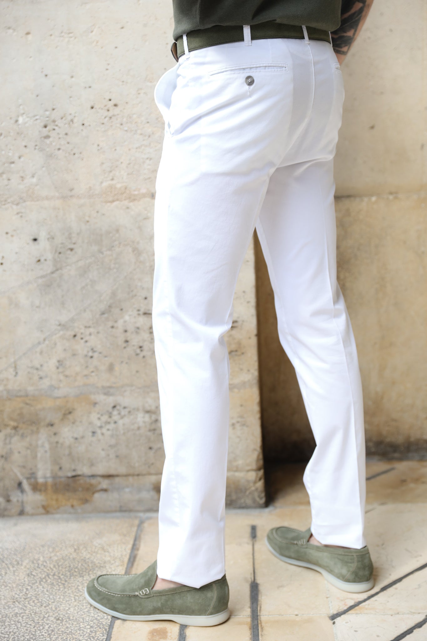 Pantalon d'été Seanfit en coton stretch - Blanc-PANTALON HOMME-Curling-Paris
