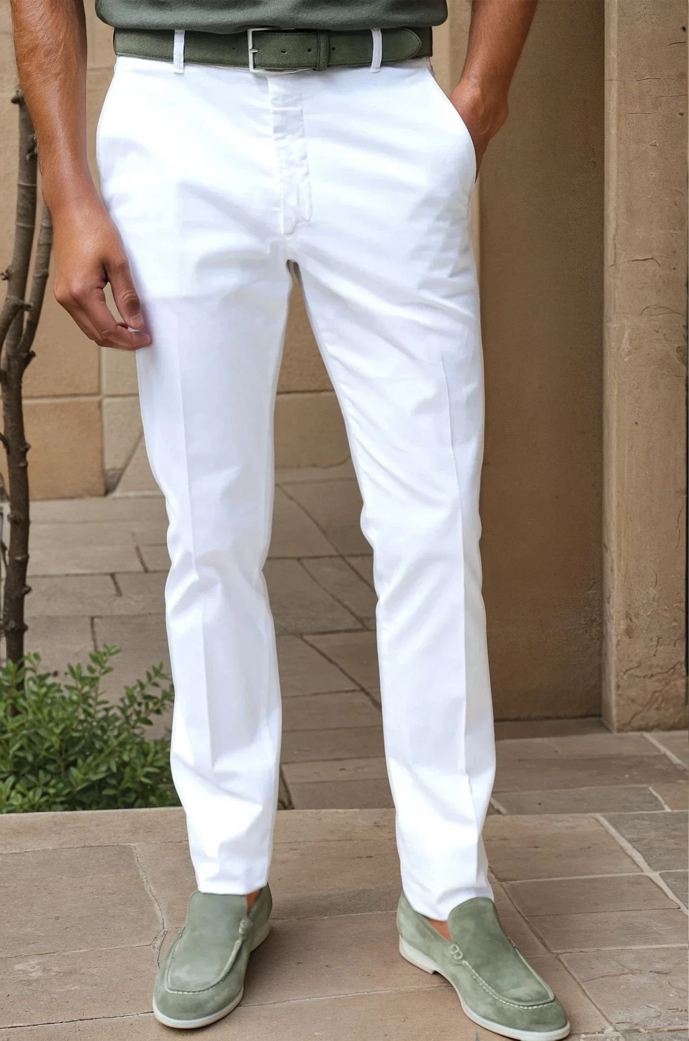 Pantalon d'été Seanfit en popeline de coton stretch - Blanc