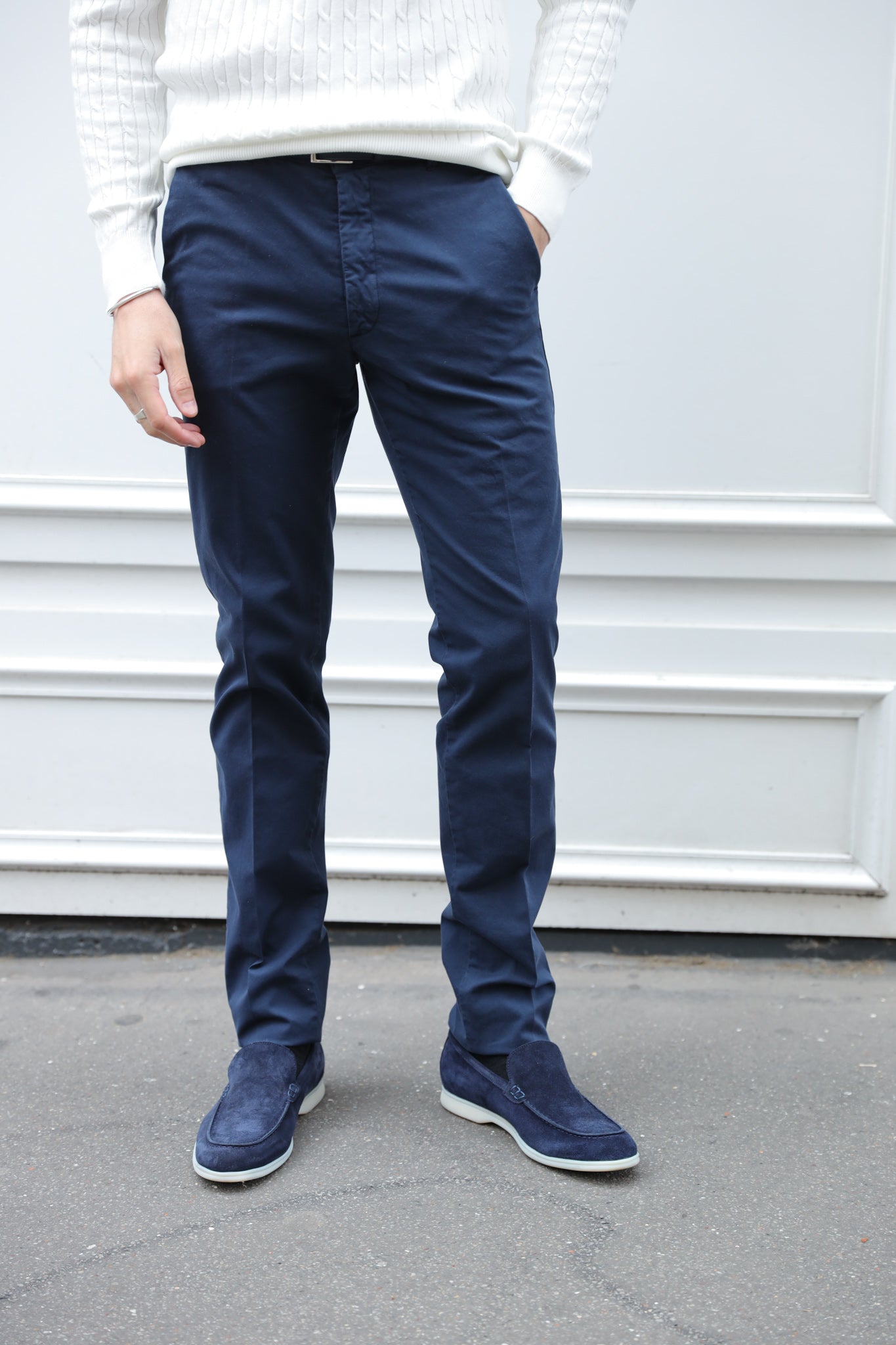Pantalon d'été Seanfit en popeline de coton stretch - Marine