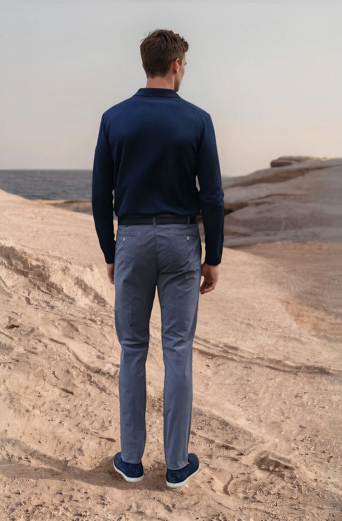 Pantalon d'été Seanfit en popeline de coton stretch - Gris Elephant-PANTALON HOMME-Curling-Paris