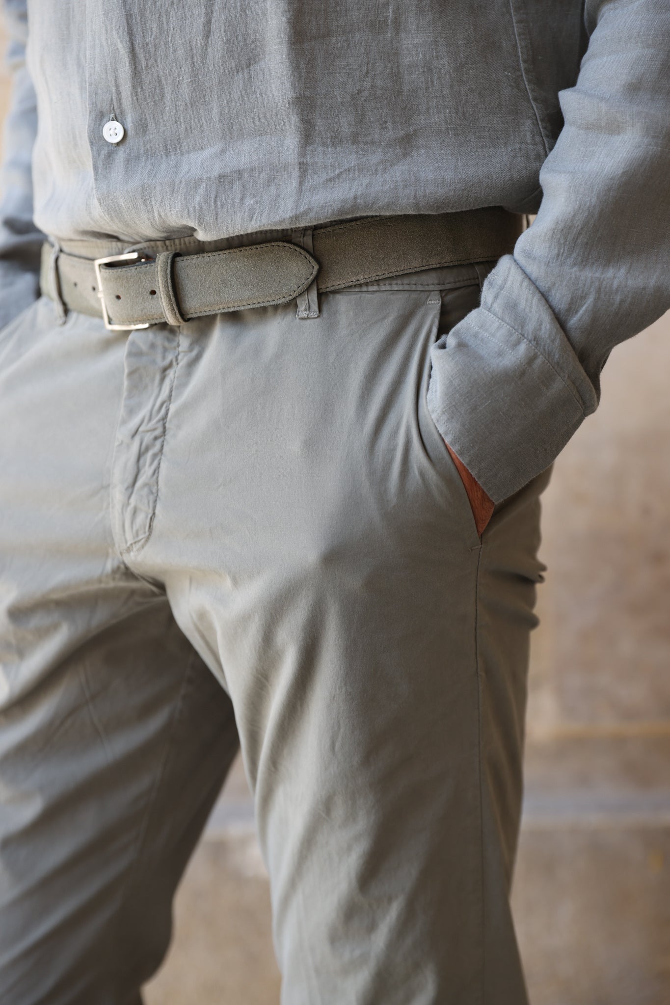 Pantalon d'été Seanfit en popeline de coton stretch - Kaki-PANTALON HOMME-Curling-Paris