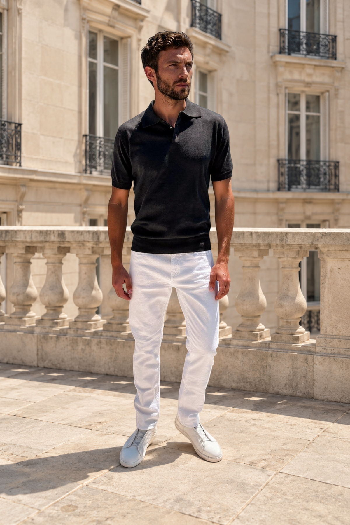 Pantalons James cinq poches en coton stretch - Blanc-PANTALON HOMME-Curling-Paris