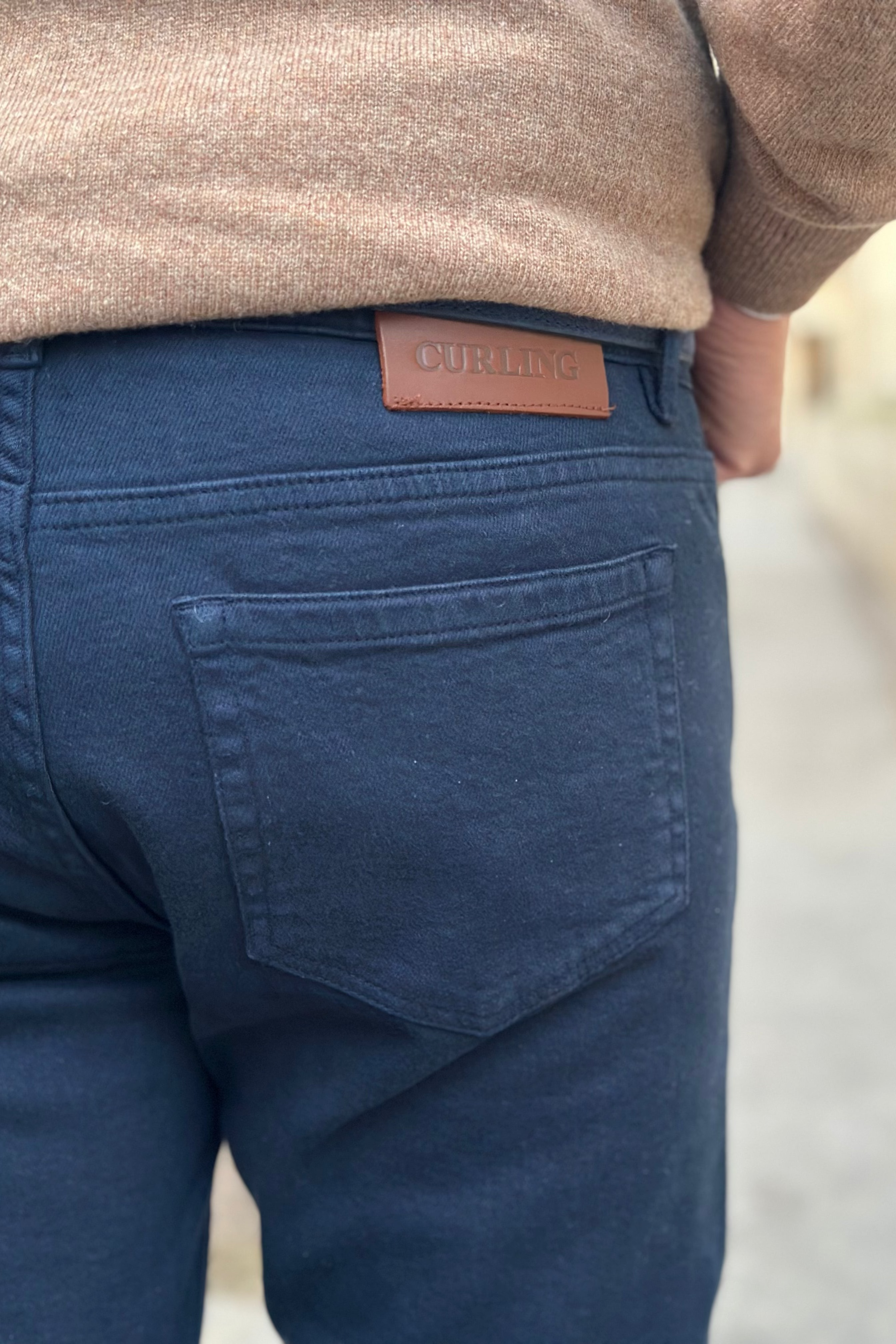 Pantalons James cinq poches en coton stretch - Marine-PANTALON HOMME-Curling-Paris