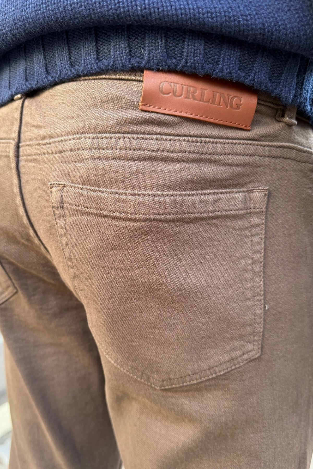 Pantalons James cinq poches en coton stretch - Marron-PANTALON HOMME-Curling-Paris