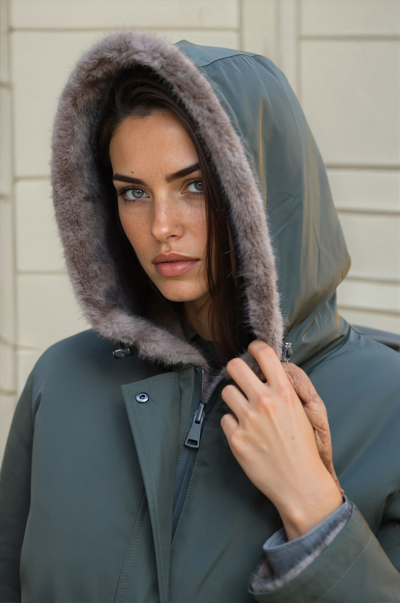 Parka Kate réversible eco-vison - Kaki et Moka-MANTEAU FEMME-Curling-Paris