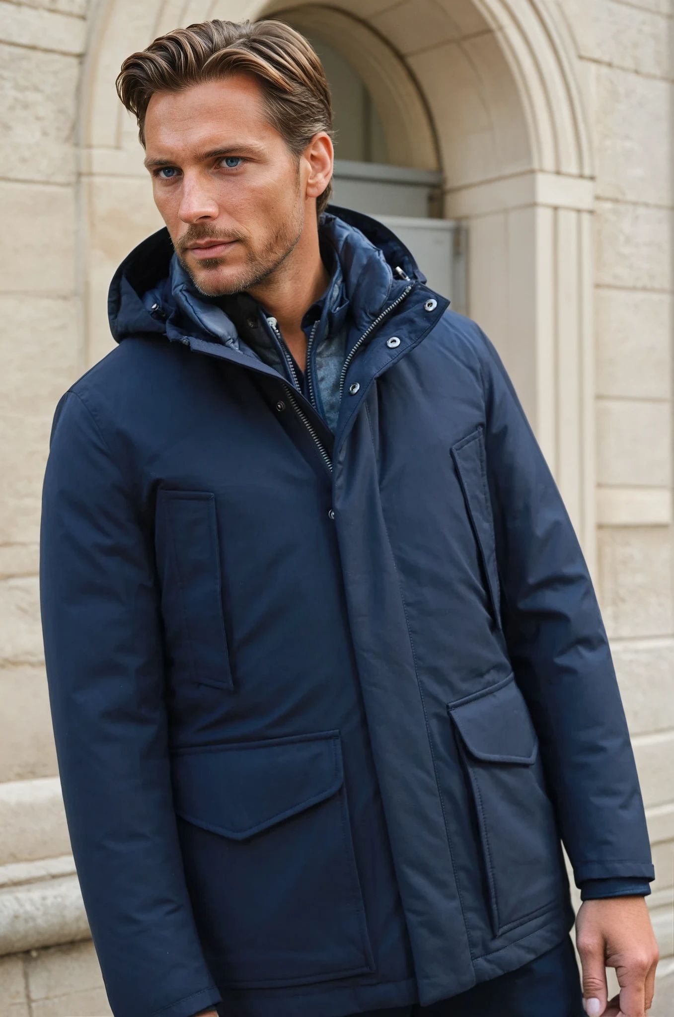 Parka Loan - Marine-MANTEAU HOMME-Curling-Paris