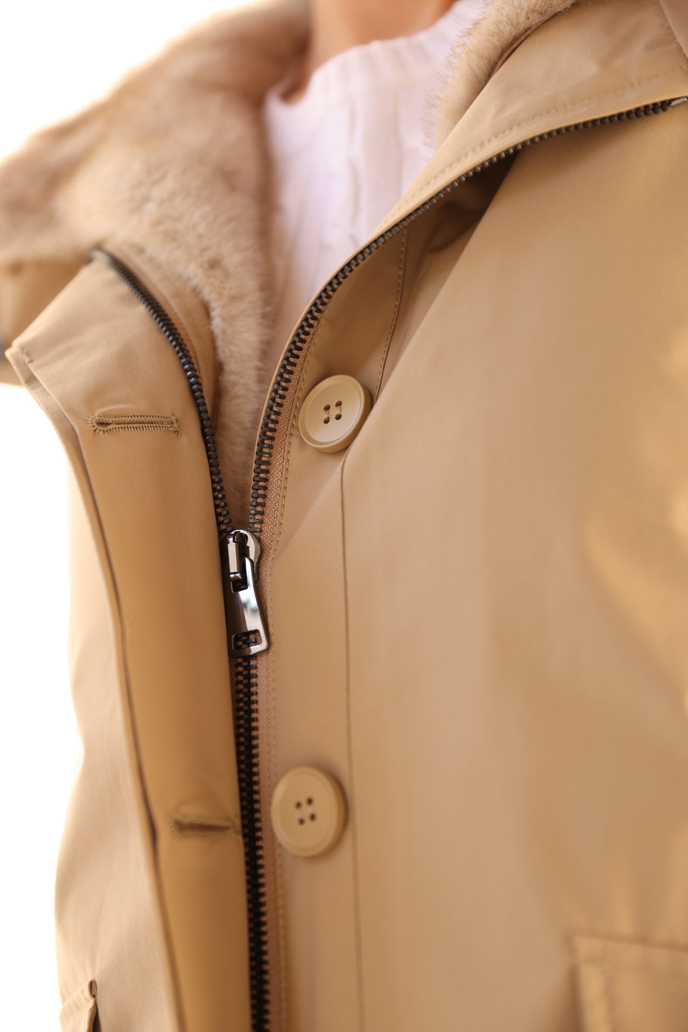 Parka Patricia 2 en 1 en plume et eco fourrure - Camel clair-MANTEAU FEMME-Curling-Paris