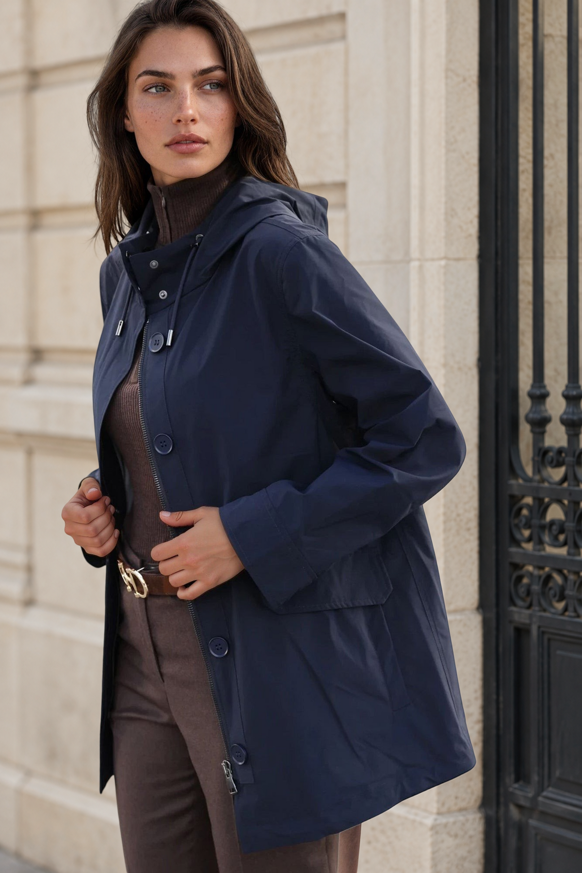 Parka Patricia 2 en 1 en plume et éco-fourrure – Marine-MANTEAU FEMME-Curling-Paris