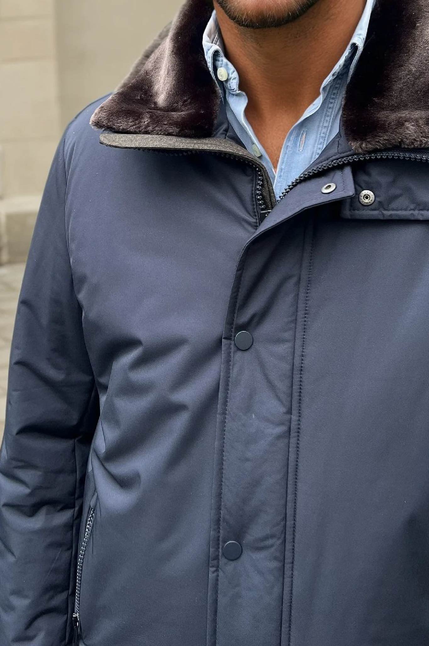 Parka Pavel avec col fourrure - Marine-MANTEAU HOMME-Curling-Paris