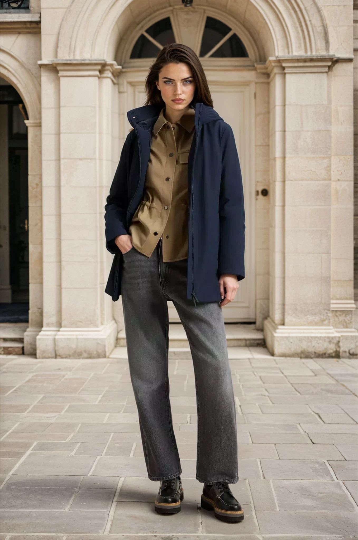 Parka Woolrich Firth en Softshell - Melton Blue-MANTEAU FEMME-Curling-Paris
