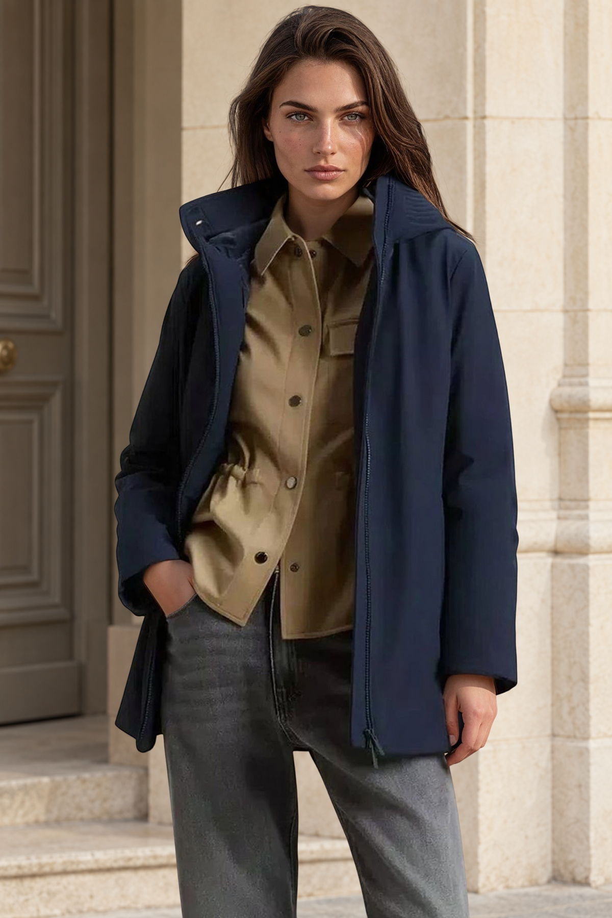 Parka Woolrich Firth en Softshell - Melton Blue-MANTEAU FEMME-Curling-Paris