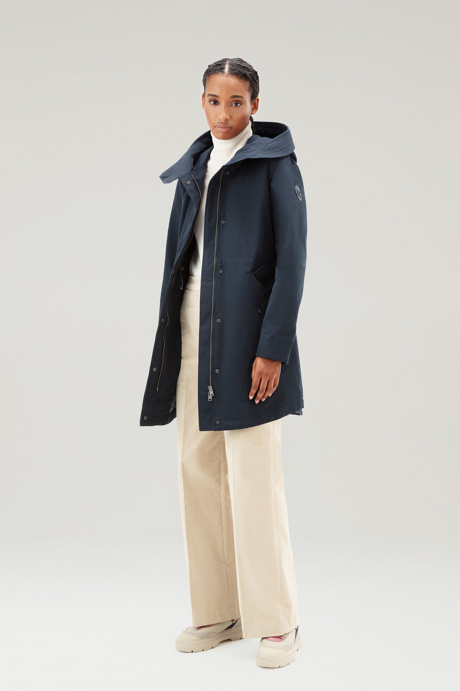 Parka Woolrich Military 3-en-1 en Ramar avec veste matelassée amovible - Melton Blue-MANTEAU FEMME-Curling-Paris