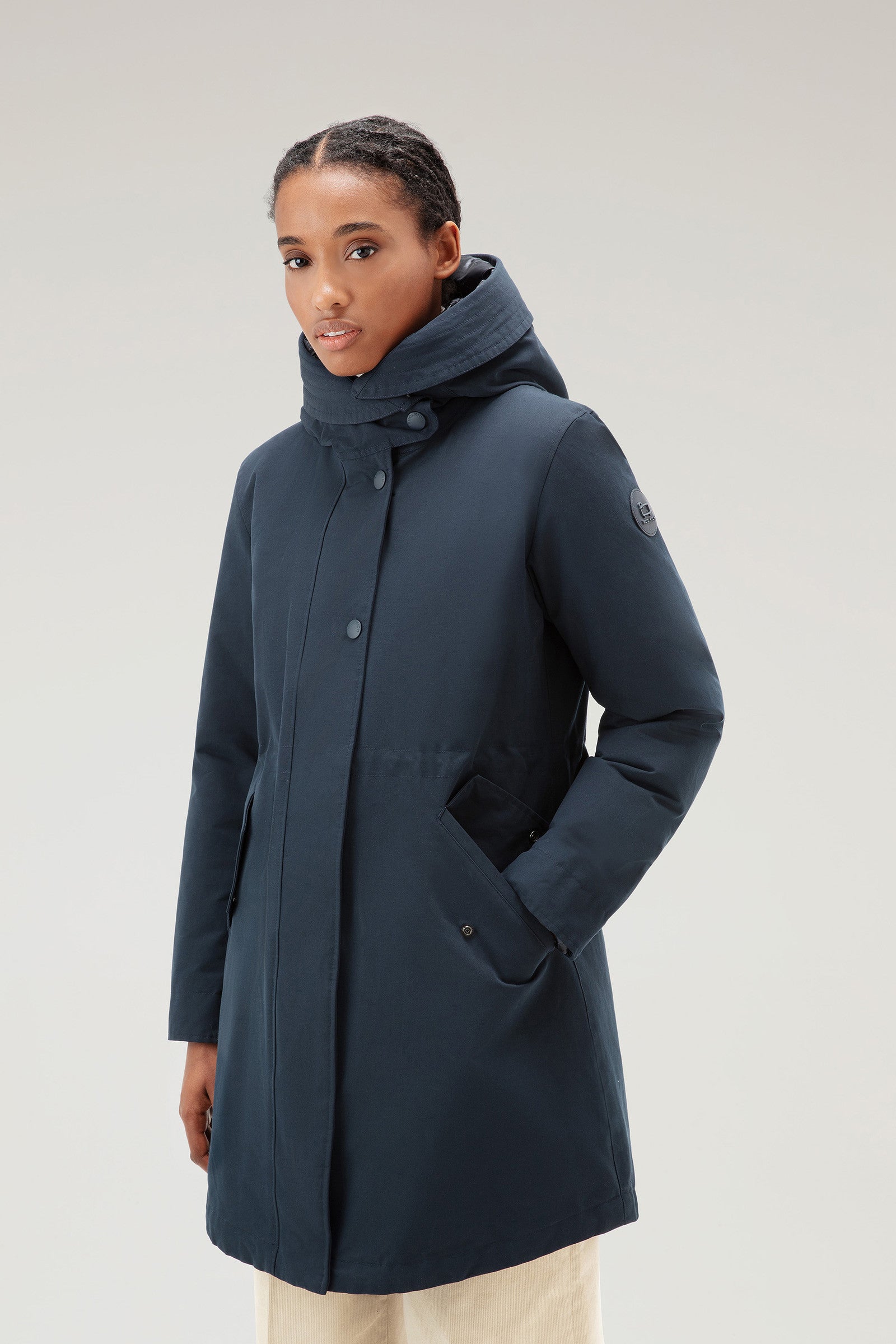 Parka Woolrich Military 3-en-1 en Ramar avec veste matelassée amovible - Melton Blue-MANTEAU FEMME-Curling-Paris