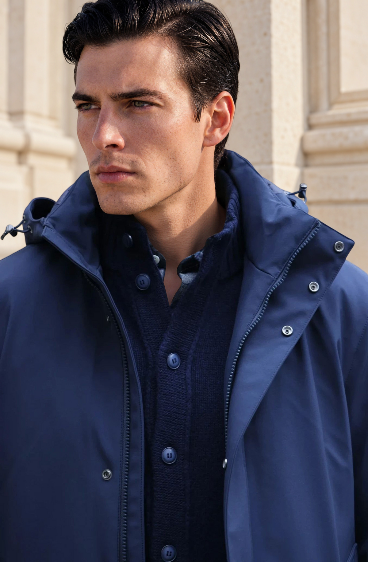 Parka Woolrich Softshell - Melton Blue-MANTEAU HOMME-Curling-Paris