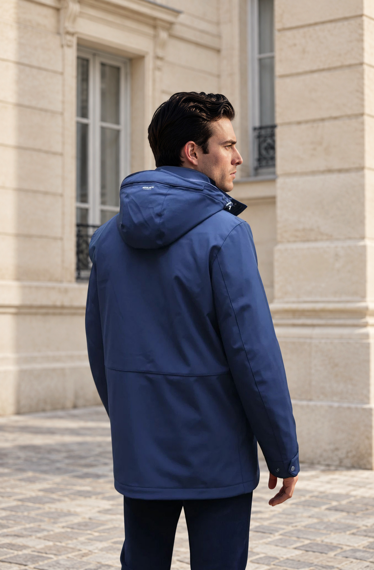 Parka Woolrich Softshell - Melton Blue-MANTEAU HOMME-Curling-Paris
