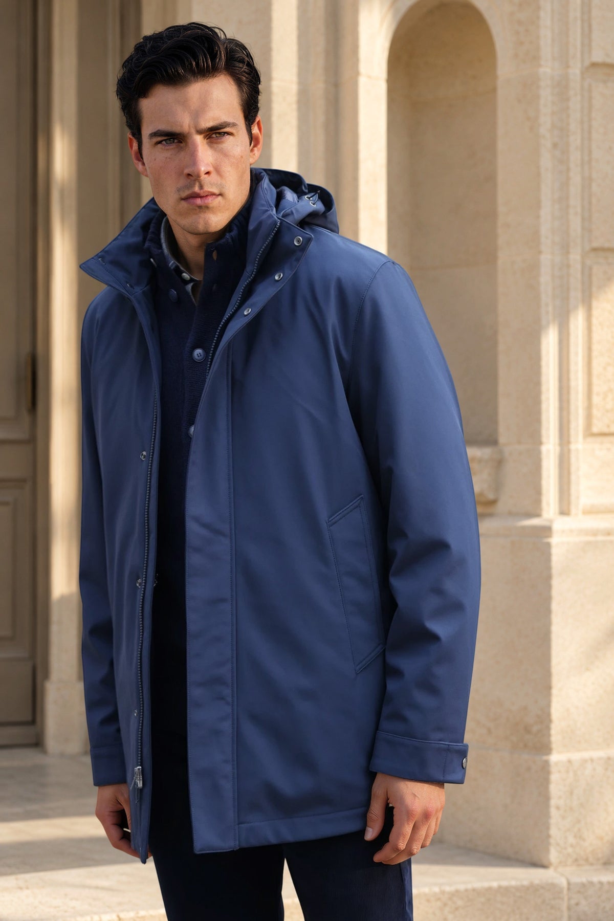 Parka Woolrich Softshell - Melton Blue-MANTEAU HOMME-Curling-Paris