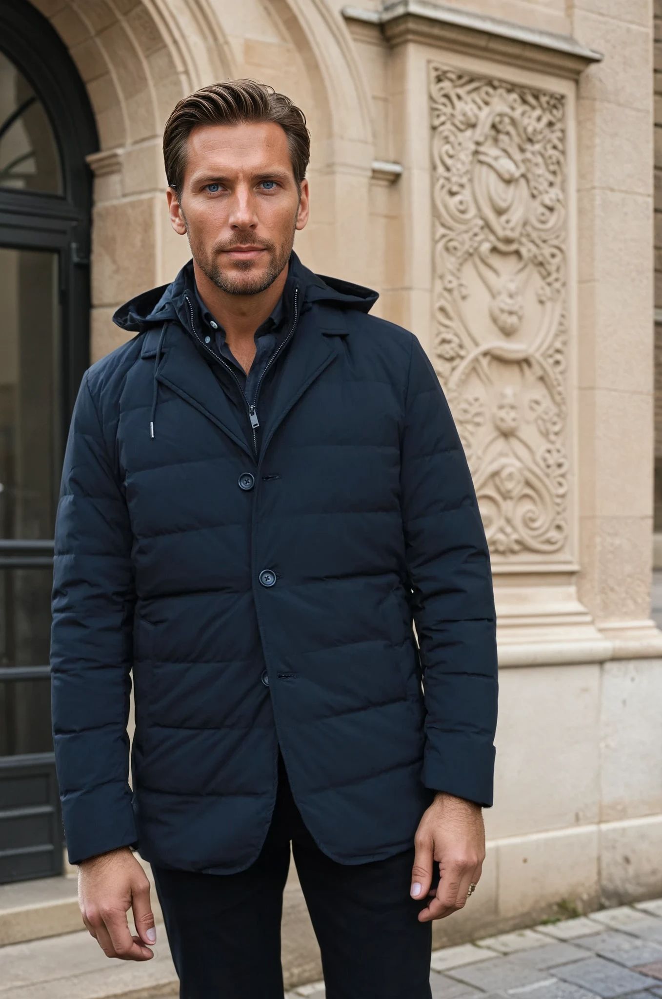 Parka matelassée Gerard en Soft Shell - Noir-MANTEAU HOMME-Curling-Paris
