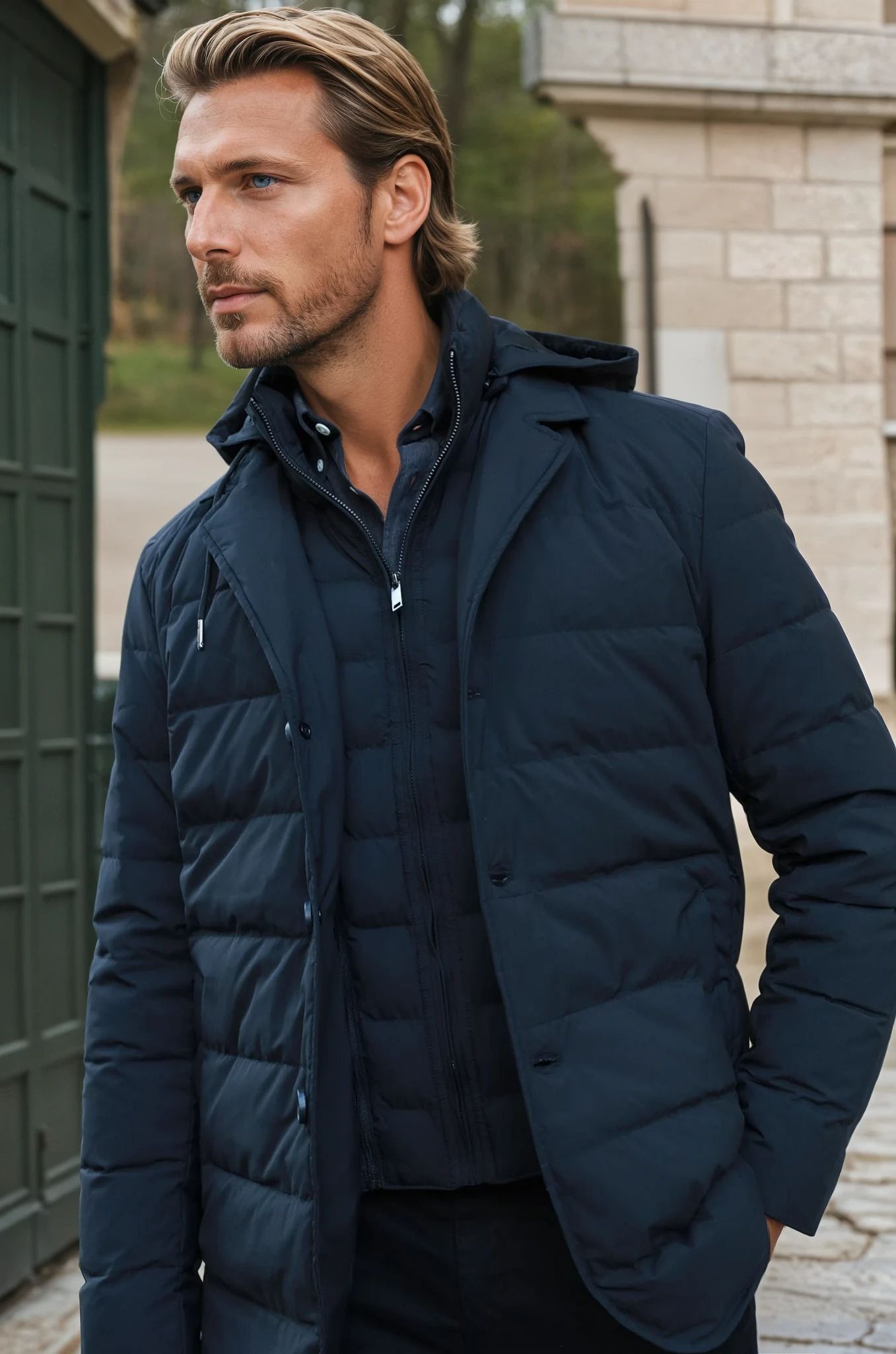 Parka matelassée Gerard en Soft Shell - Noir-MANTEAU HOMME-Curling-Paris