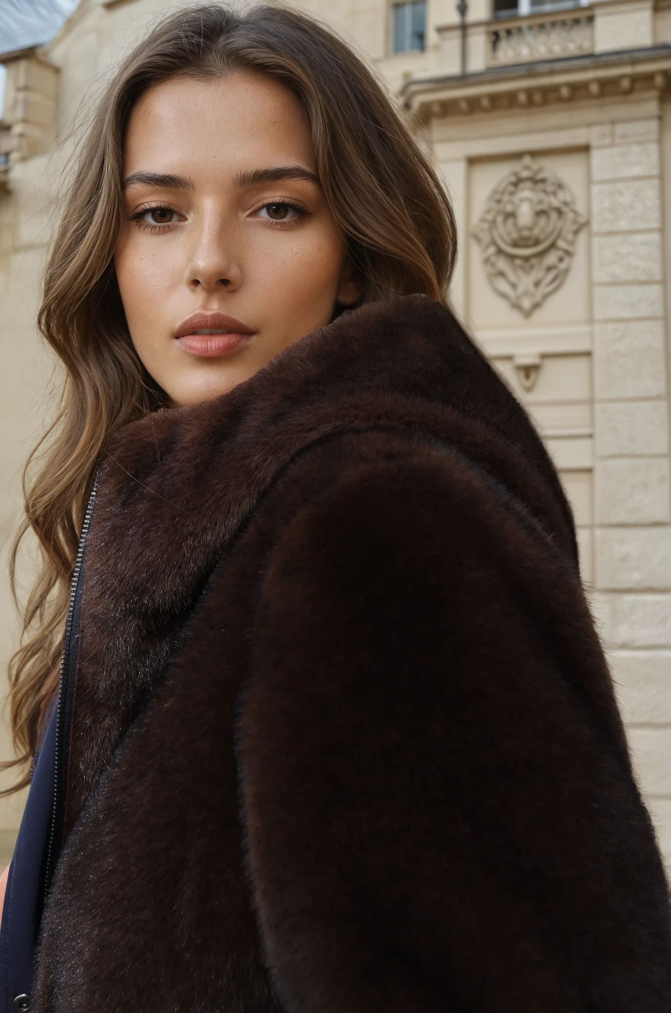 Parka réversible Camille en nylon et éco fourrure - Marine / Marron-MANTEAU FEMME-Curling-Paris