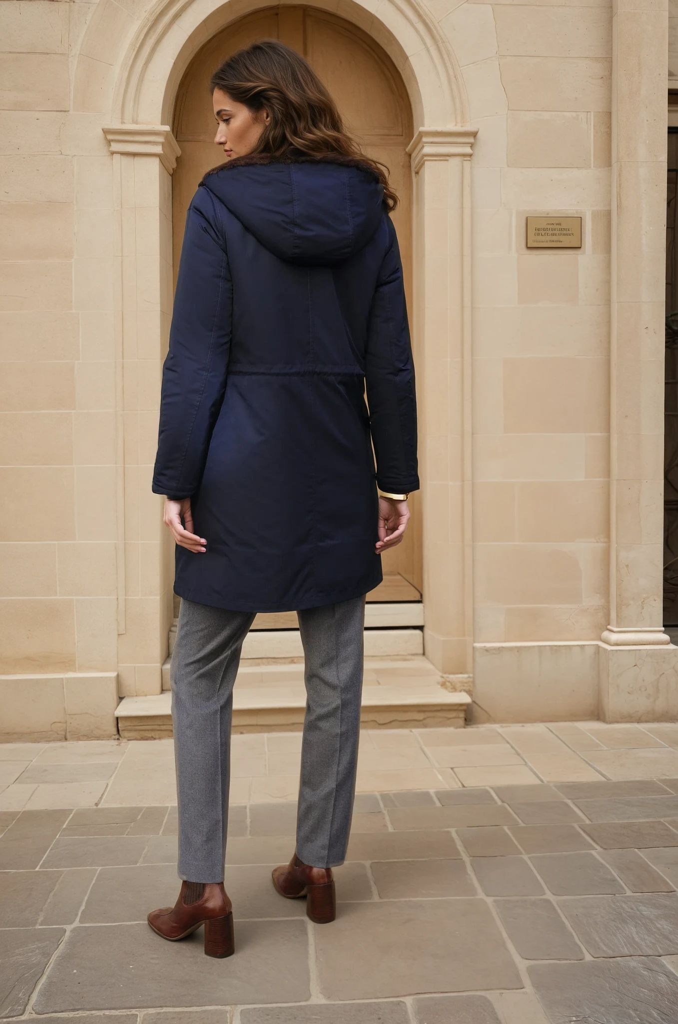Parka réversible Camille en nylon et éco fourrure - Marine / Marron-MANTEAU FEMME-Curling-Paris