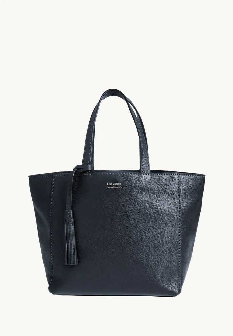 Petit Cabas parisien Loxwood en cuir grainé - Bleu Nuit-SAC FEMME-Curling-Paris