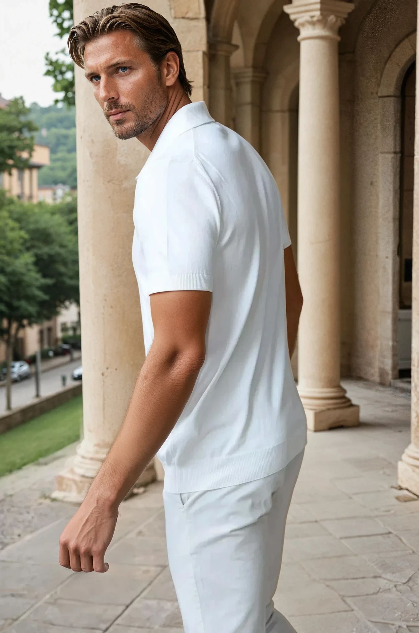 Polo Gabriel en maille de coton - Ecru-POLO HOMME-Curling-Paris