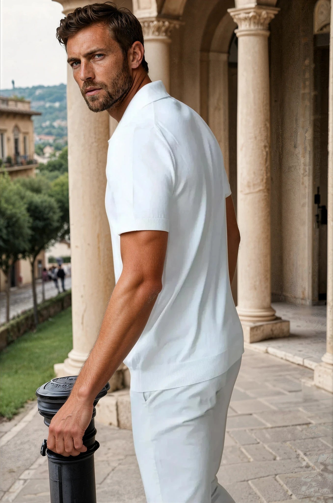 Polo Gabriel en maille de coton - Ecru