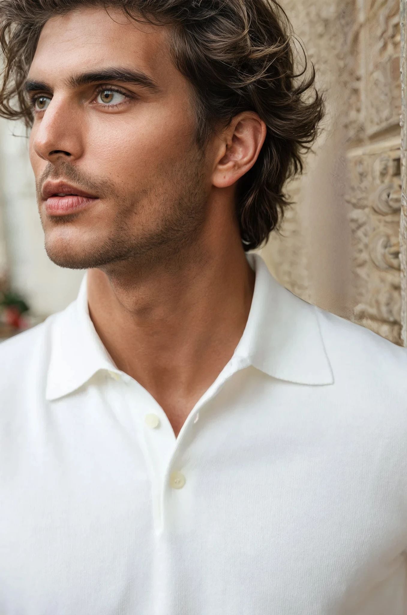 Polo Gabriel en maille de coton - Ecru-POLO HOMME-Curling-Paris