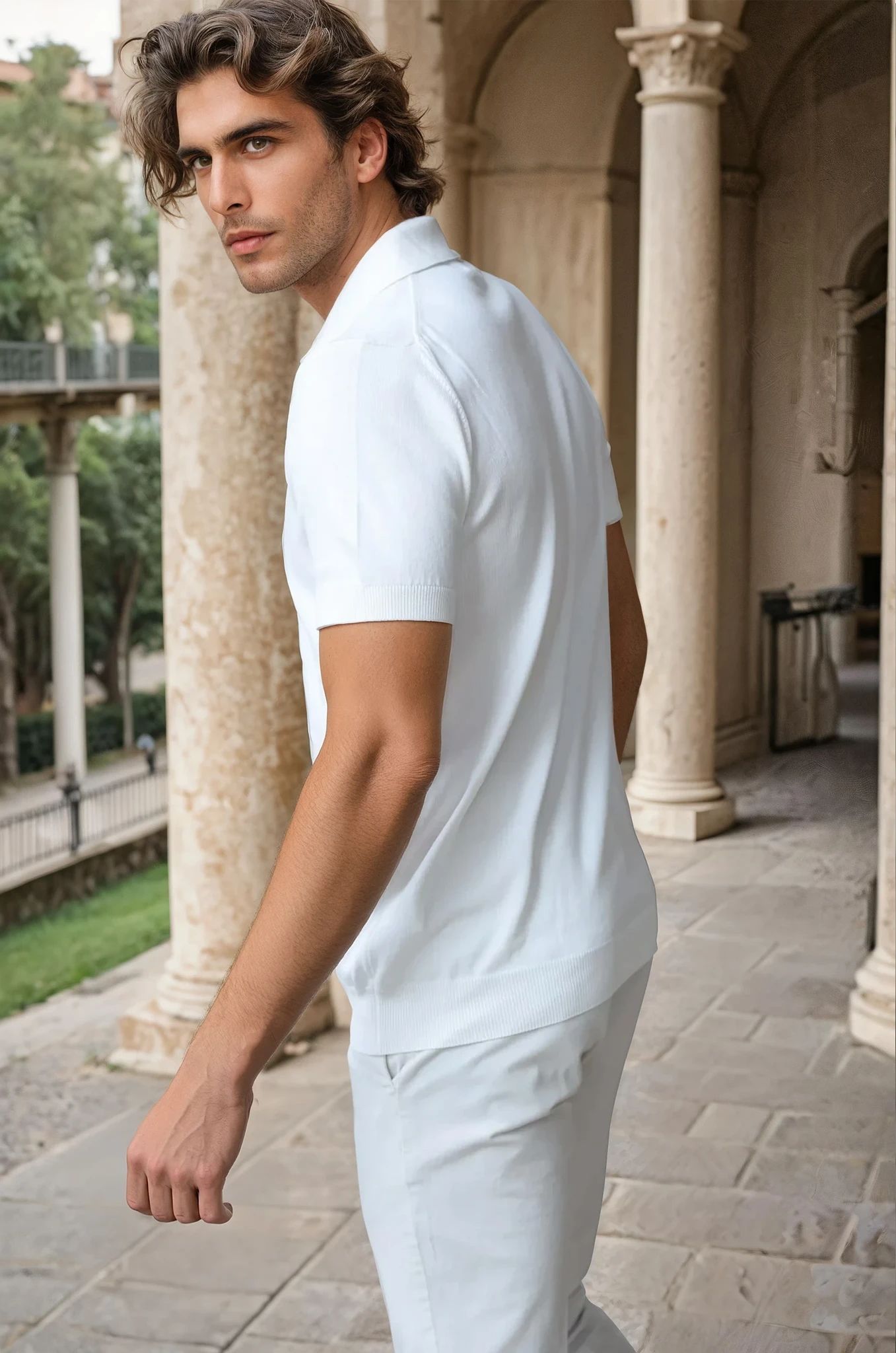 Polo Gabriel en maille de coton - Ecru-POLO HOMME-Curling-Paris