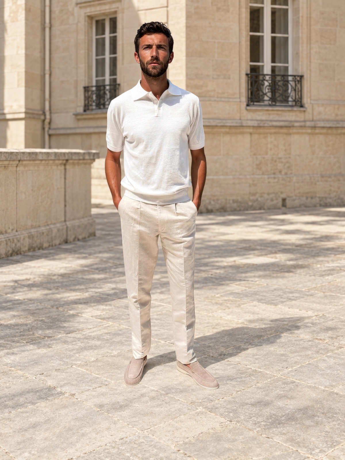Polo Gabriel en maille de coton - Ecru-POLO HOMME-Curling-Paris