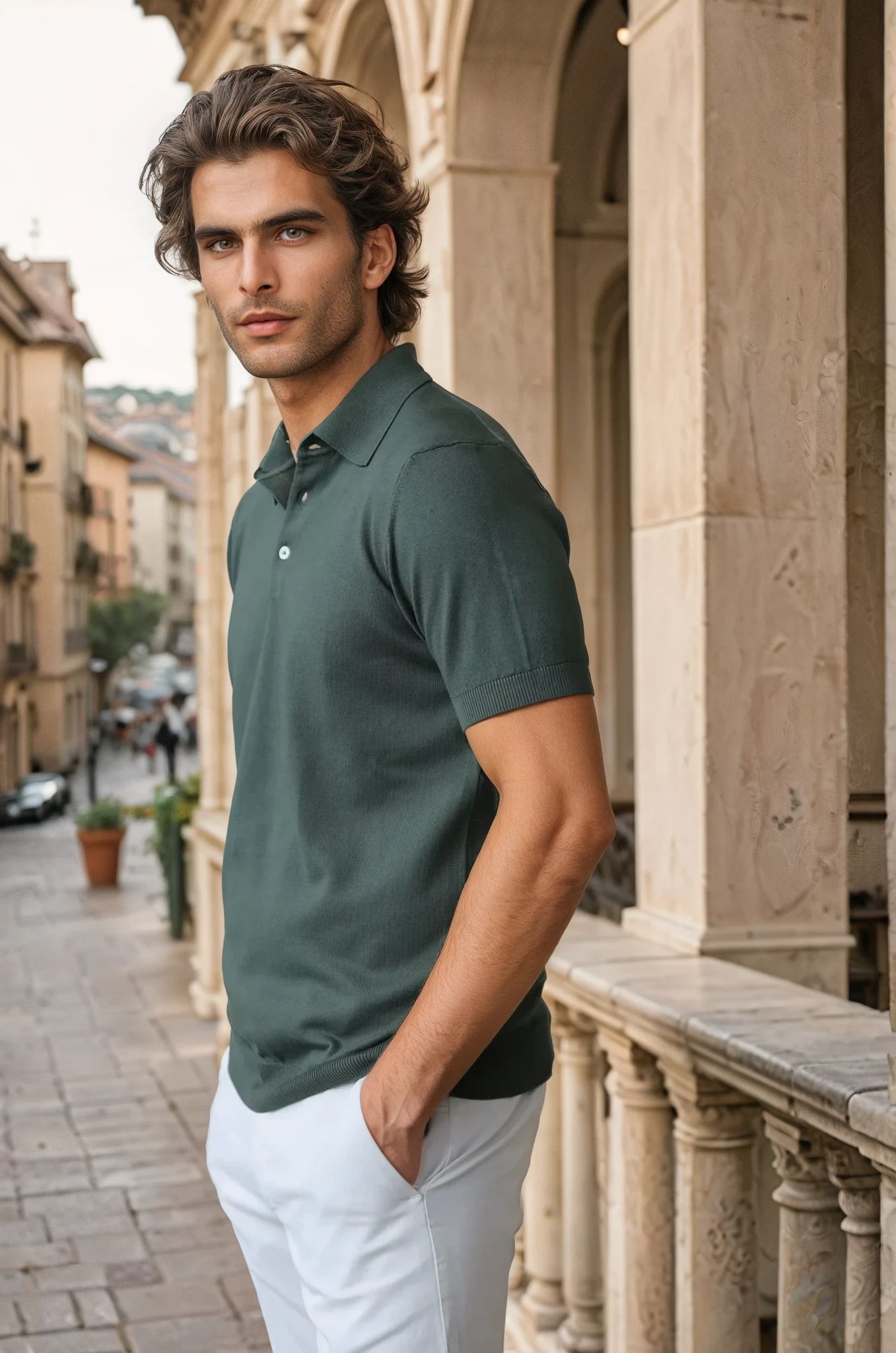 Polo Gabriel en maille de coton - Kaki-POLO HOMME-Curling-Paris