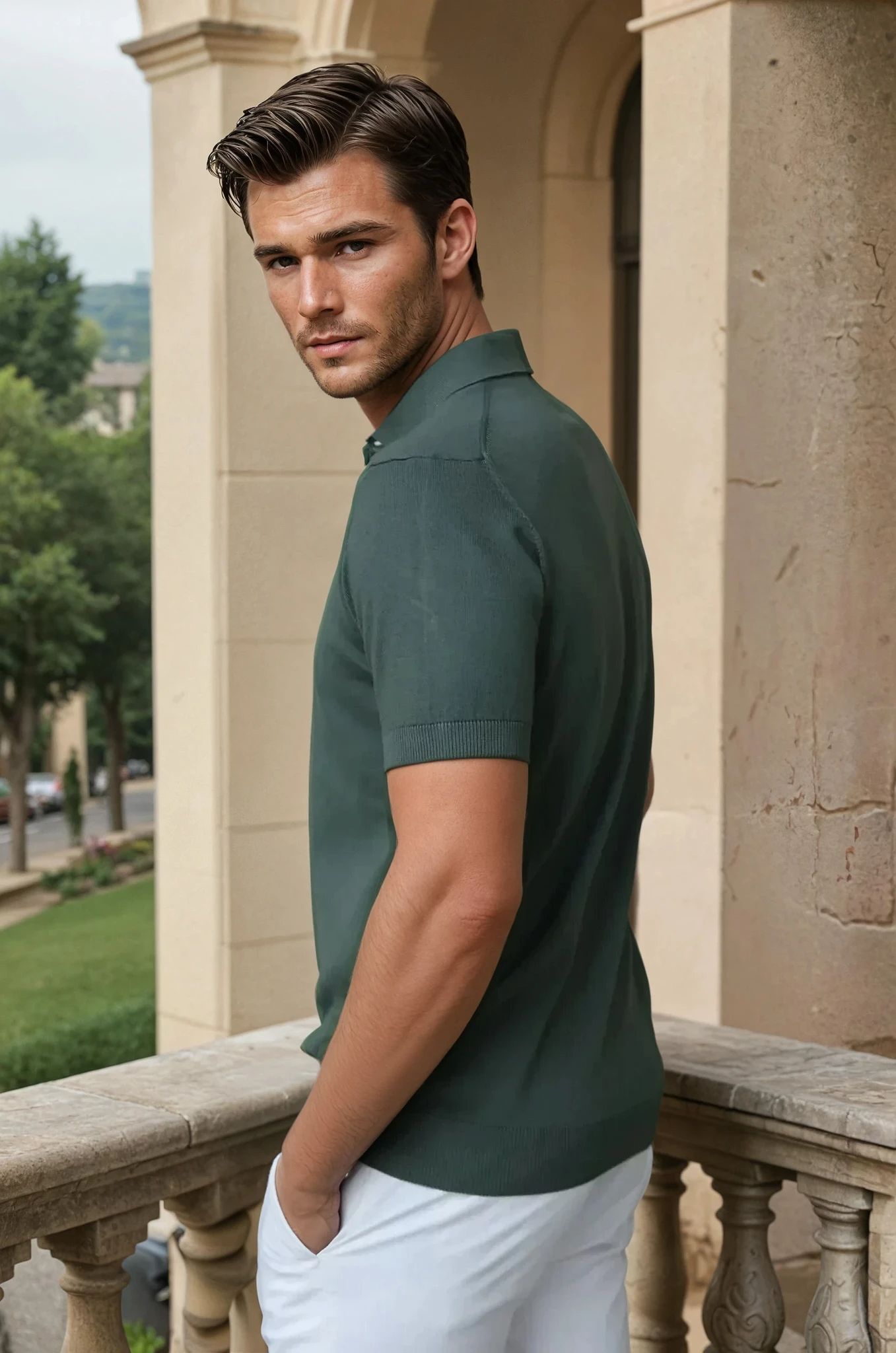 Polo Gabriel en maille de coton - Kaki-POLO HOMME-Curling-Paris