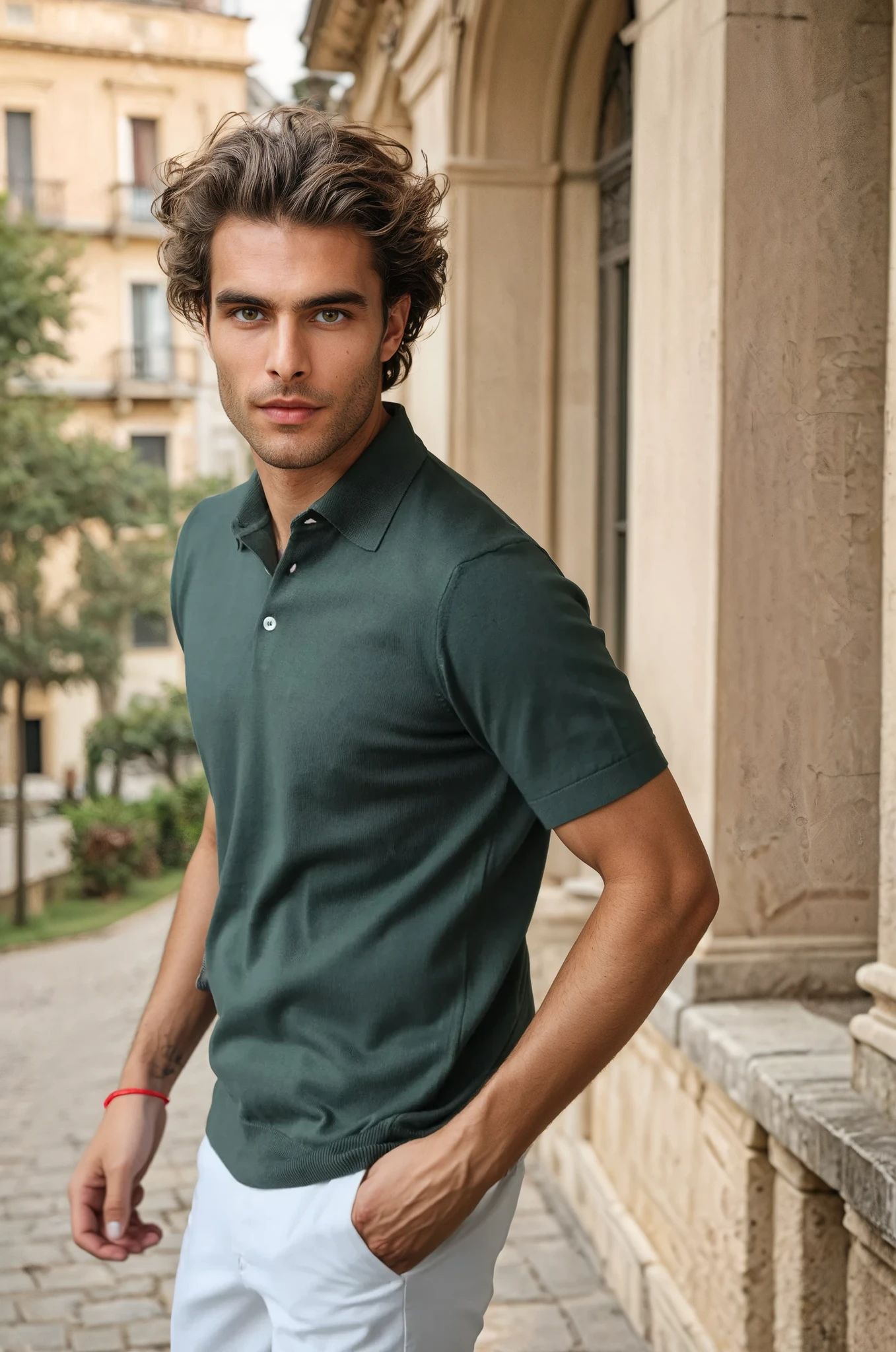 Polo Gabriel en maille de coton - Kaki-POLO HOMME-Curling-Paris